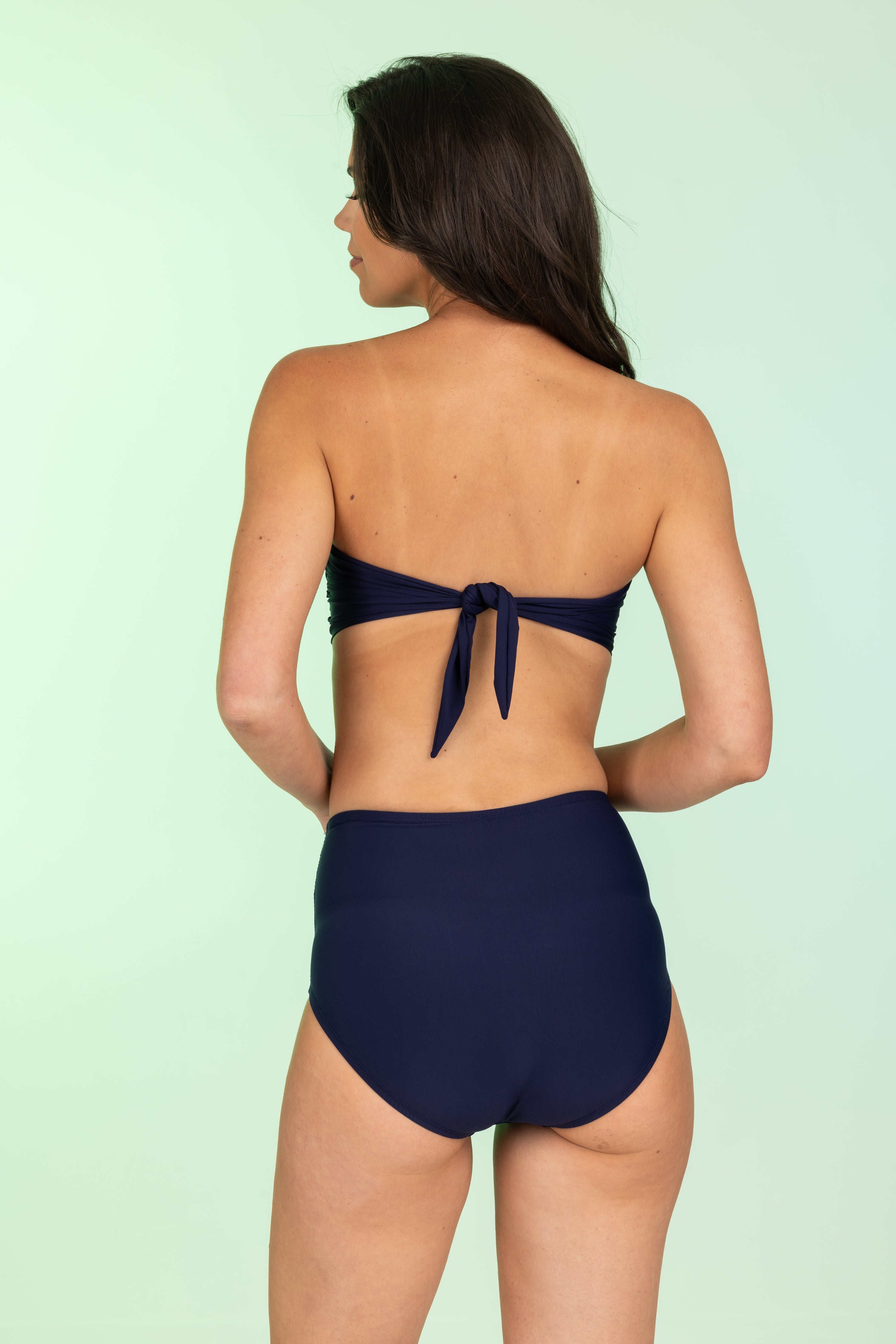 Navy Twist Front Bandeau with Back Ties (Style 136)