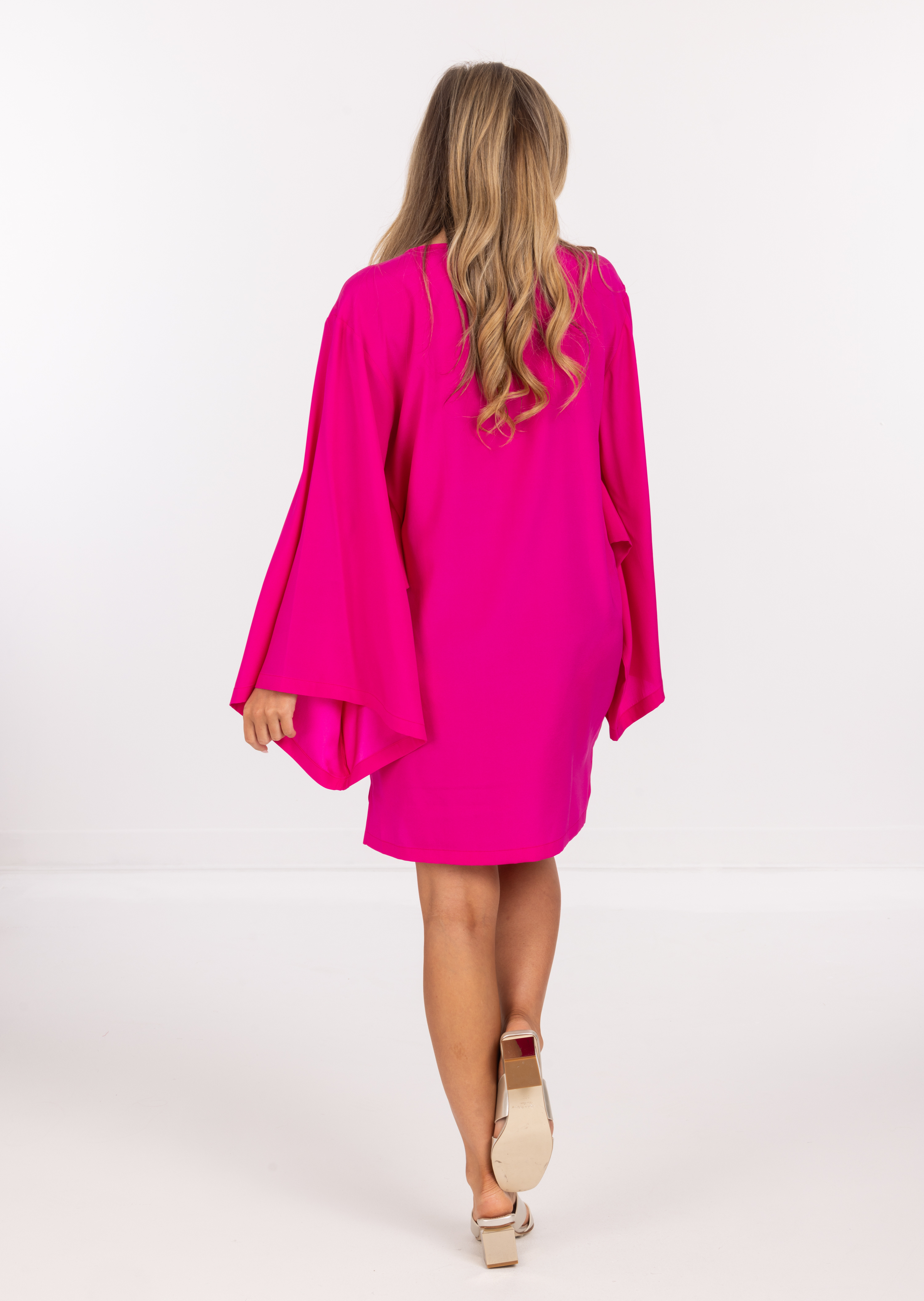 Candy Pink Silk Kimono Dress (CA-675)