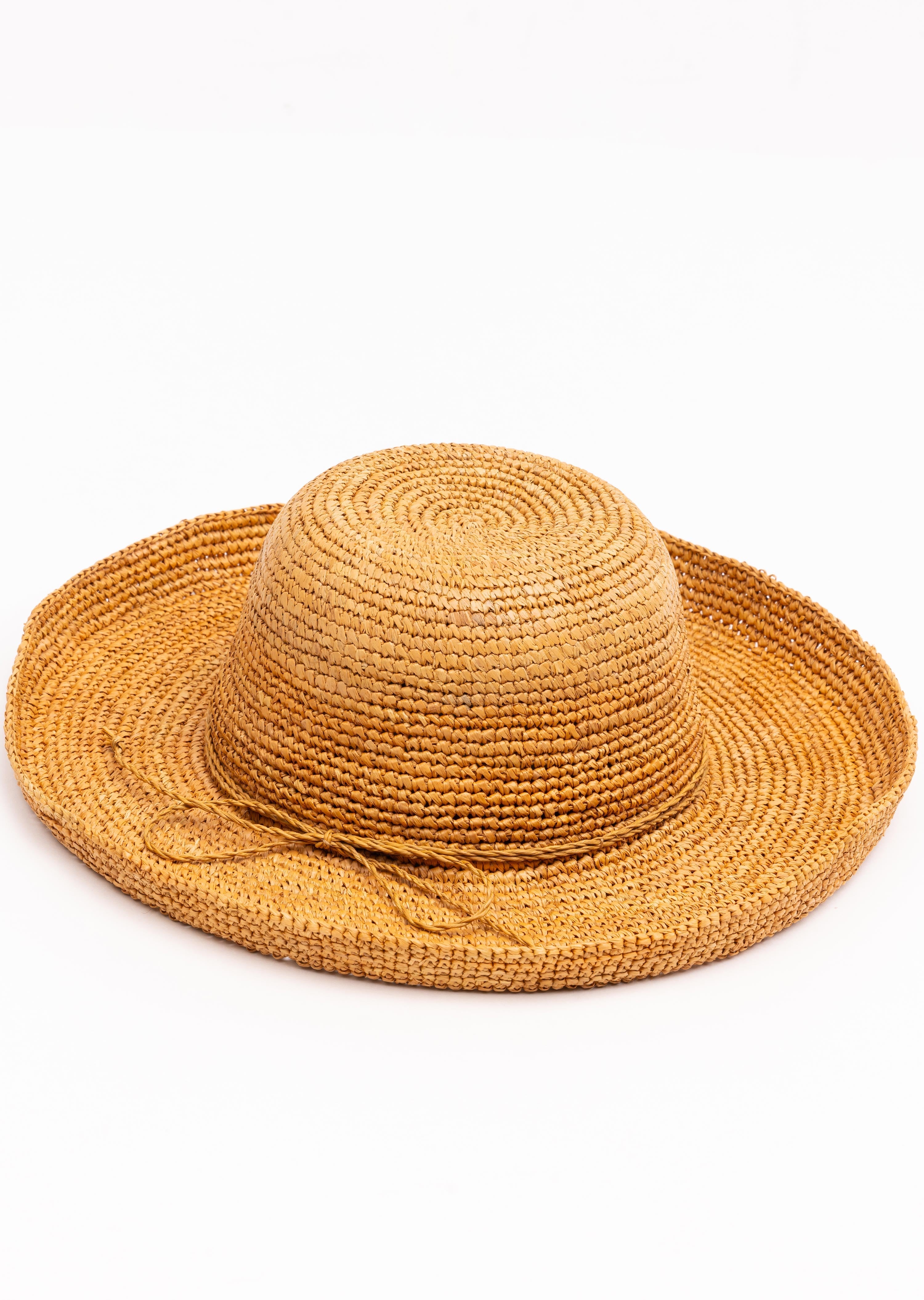 Light Brown Tara Grinna Wide Brim Hat with Tie (8255)