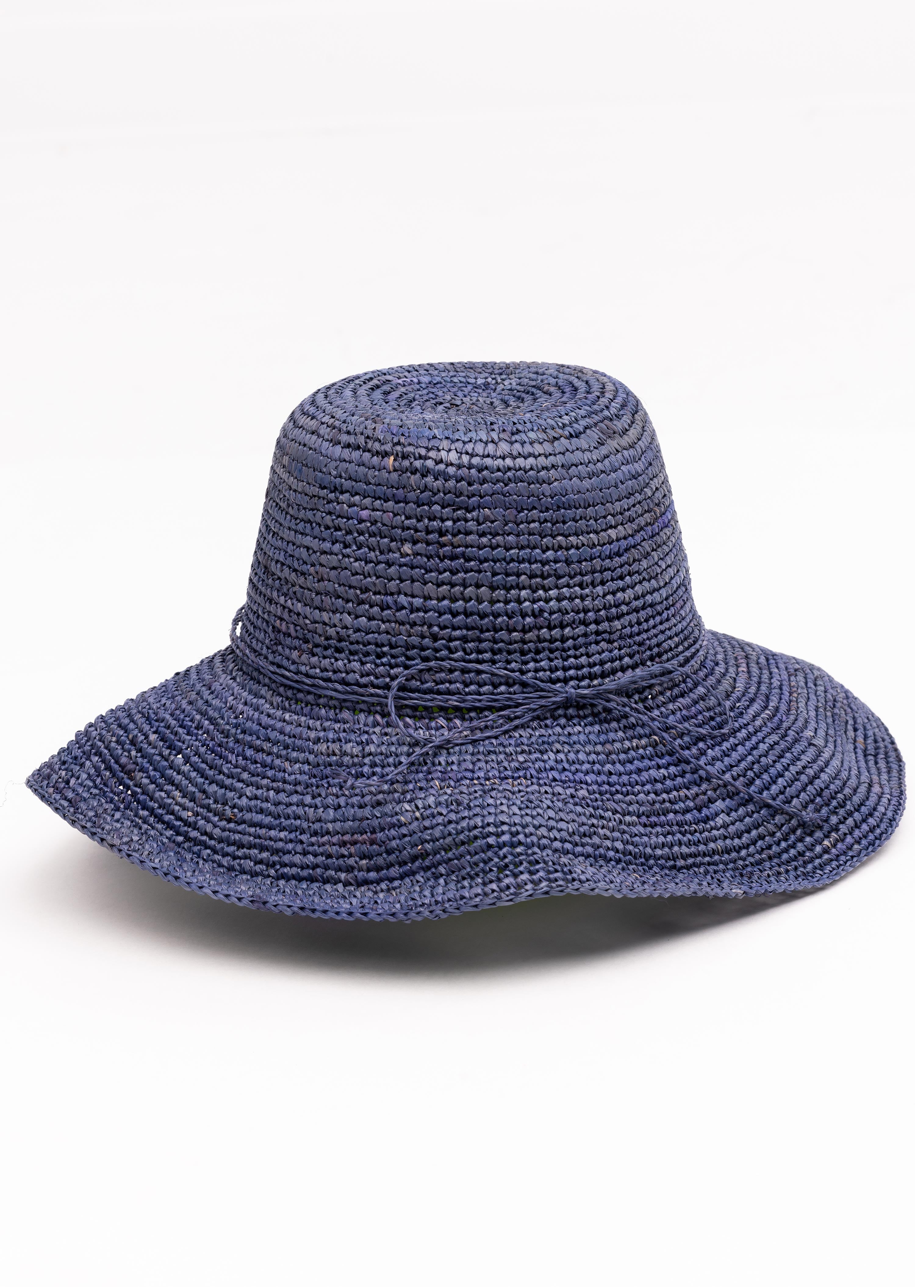 Navy Tara Grinna Wide Brim Hat with Tie (8255)