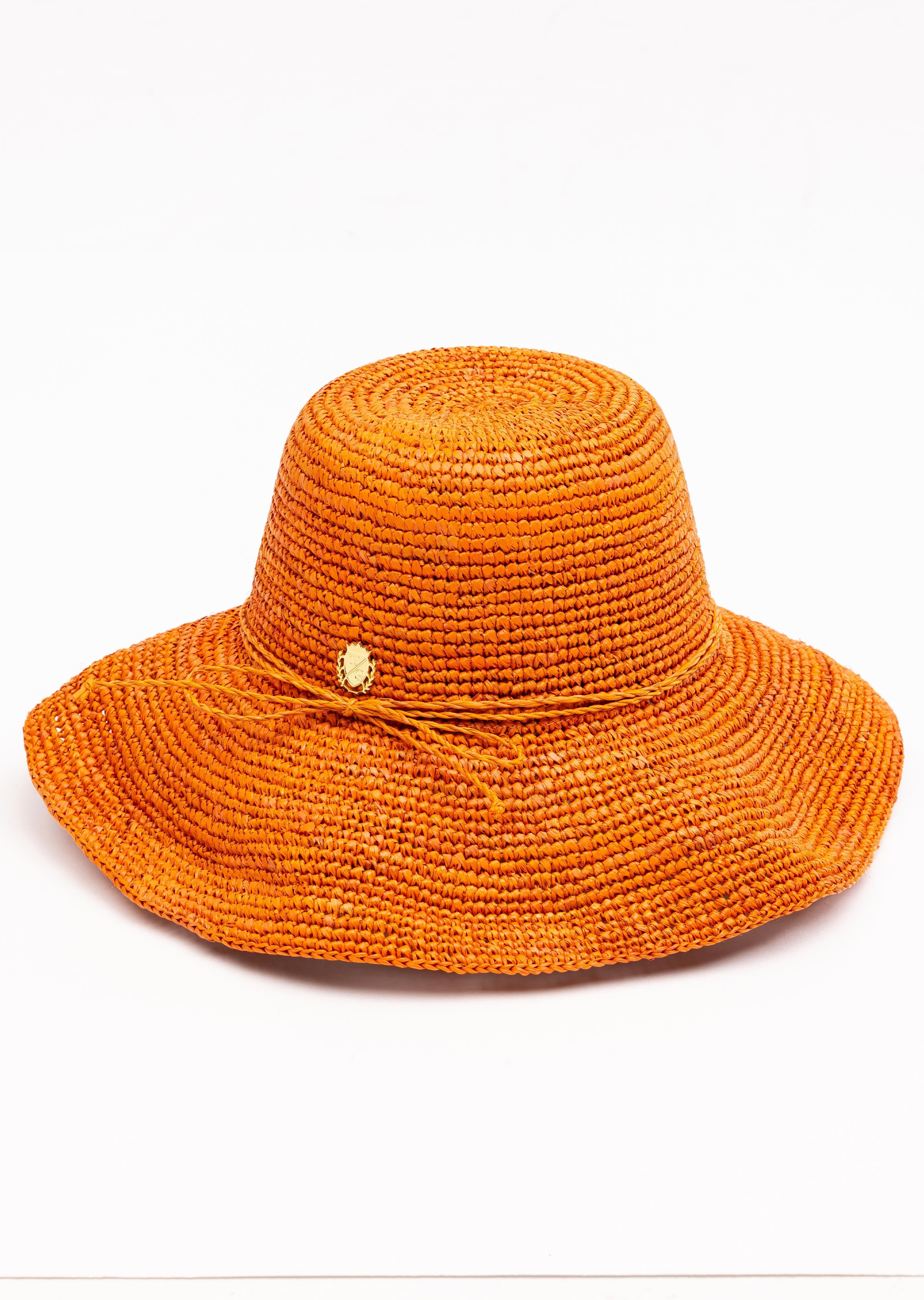 Orange Tara Grinna Wide Brim Hat with Tie (8255)