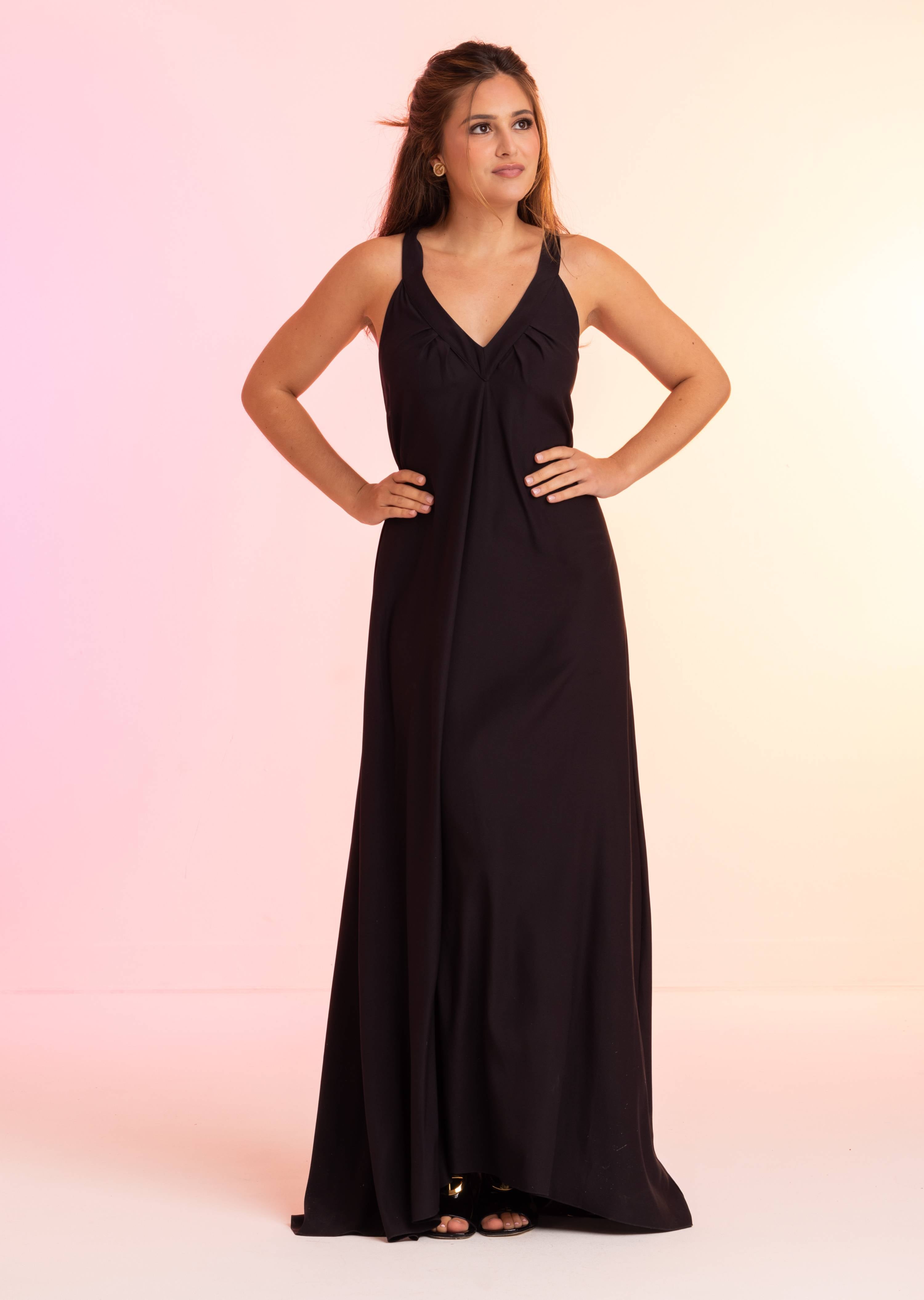 Silk V-Neck Maxi Dress