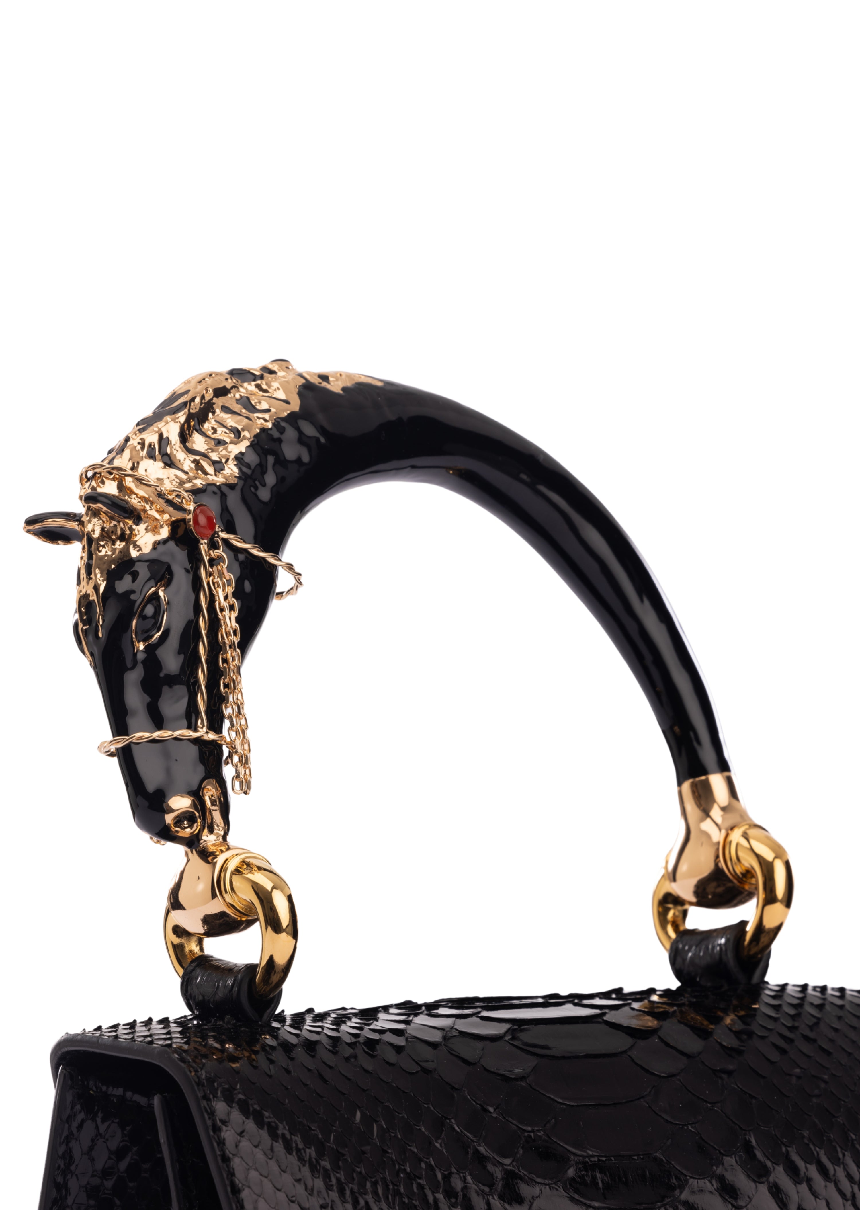 Black Otis Horse Top Handle Handbag (8199)