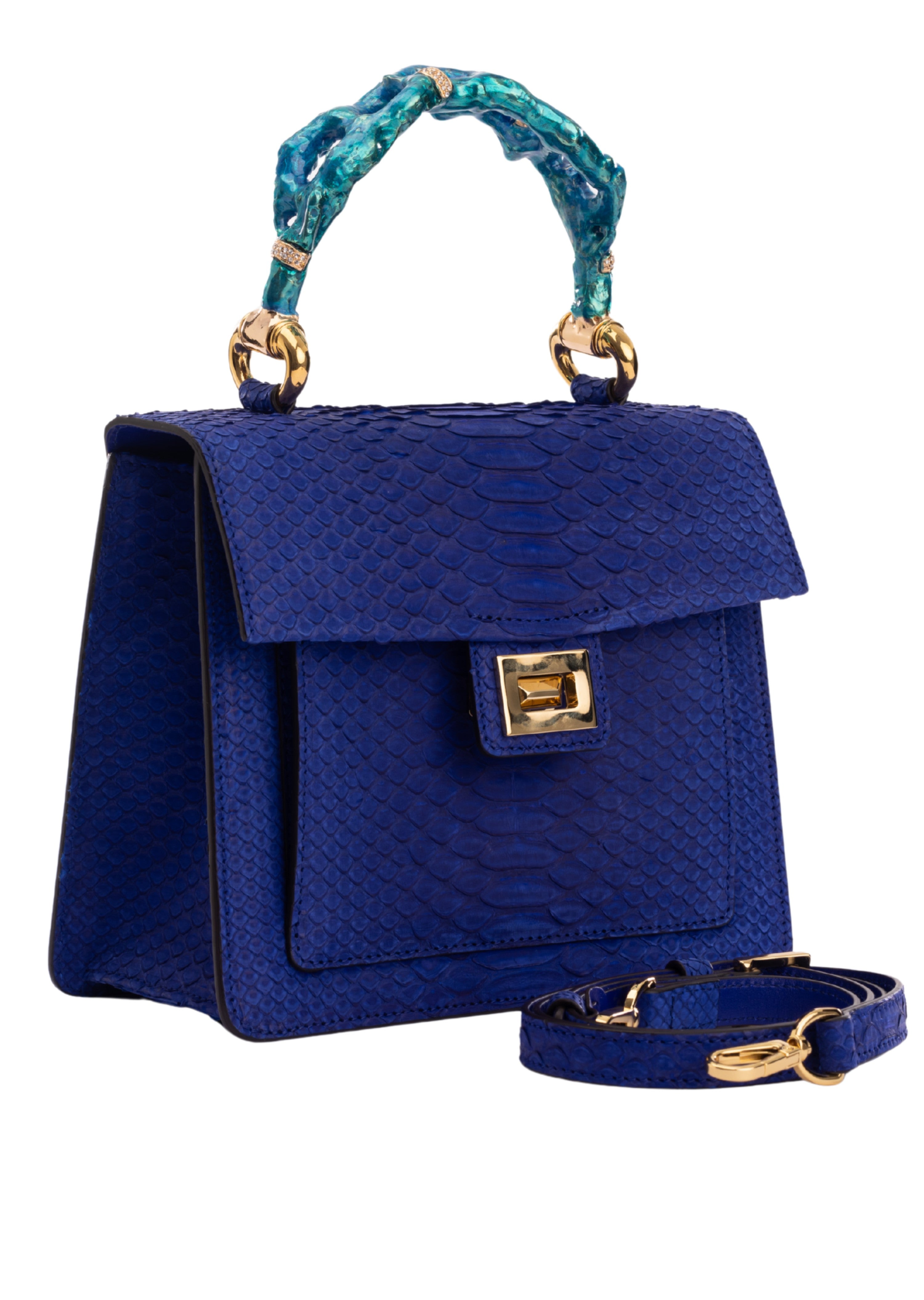 Blue Delphine Top Handle Handbag (8197)