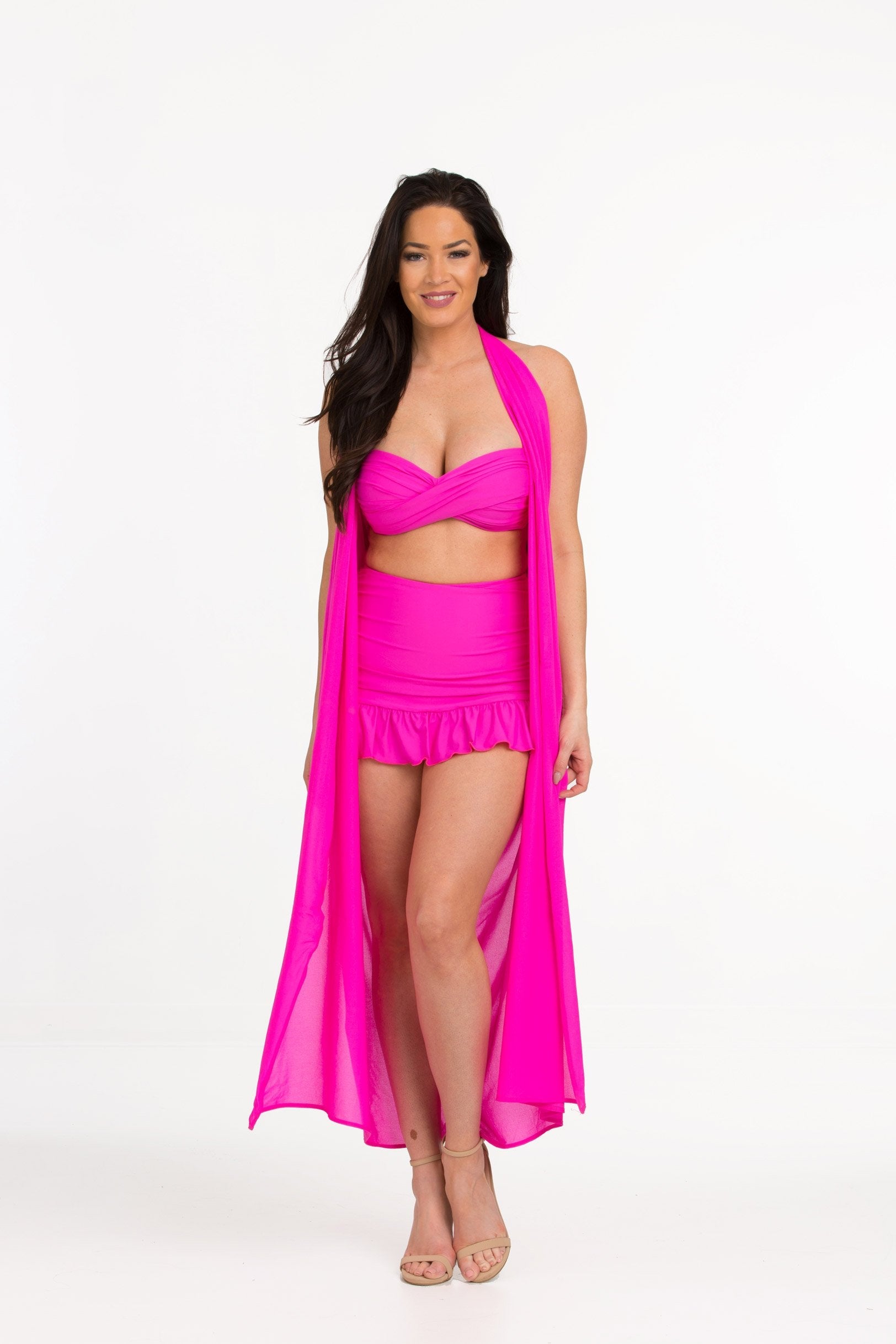 Candy Pink Full Panel Pareo Cover Up (406)
