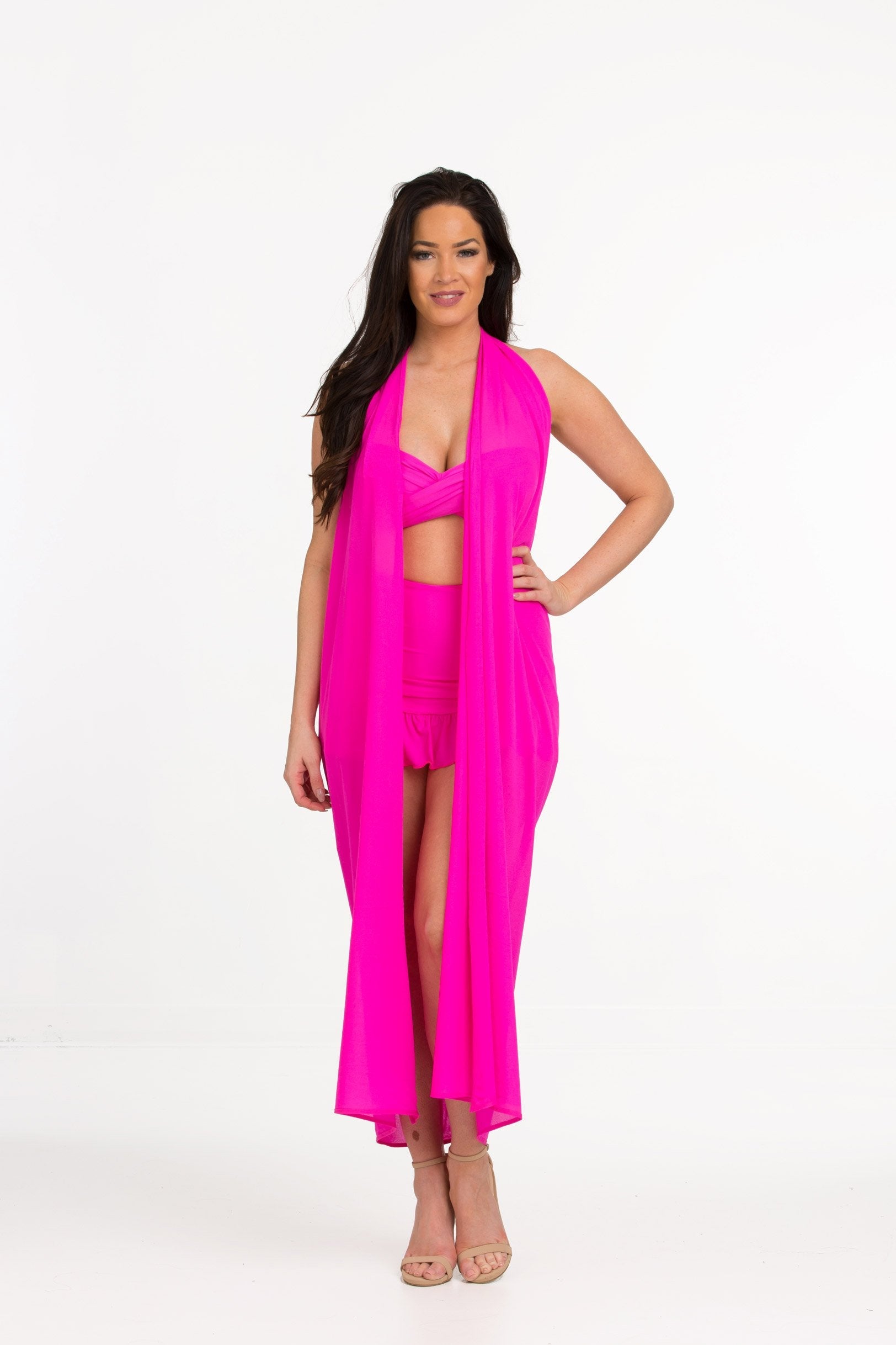 Candy Pink Full Panel Pareo Cover Up (406)