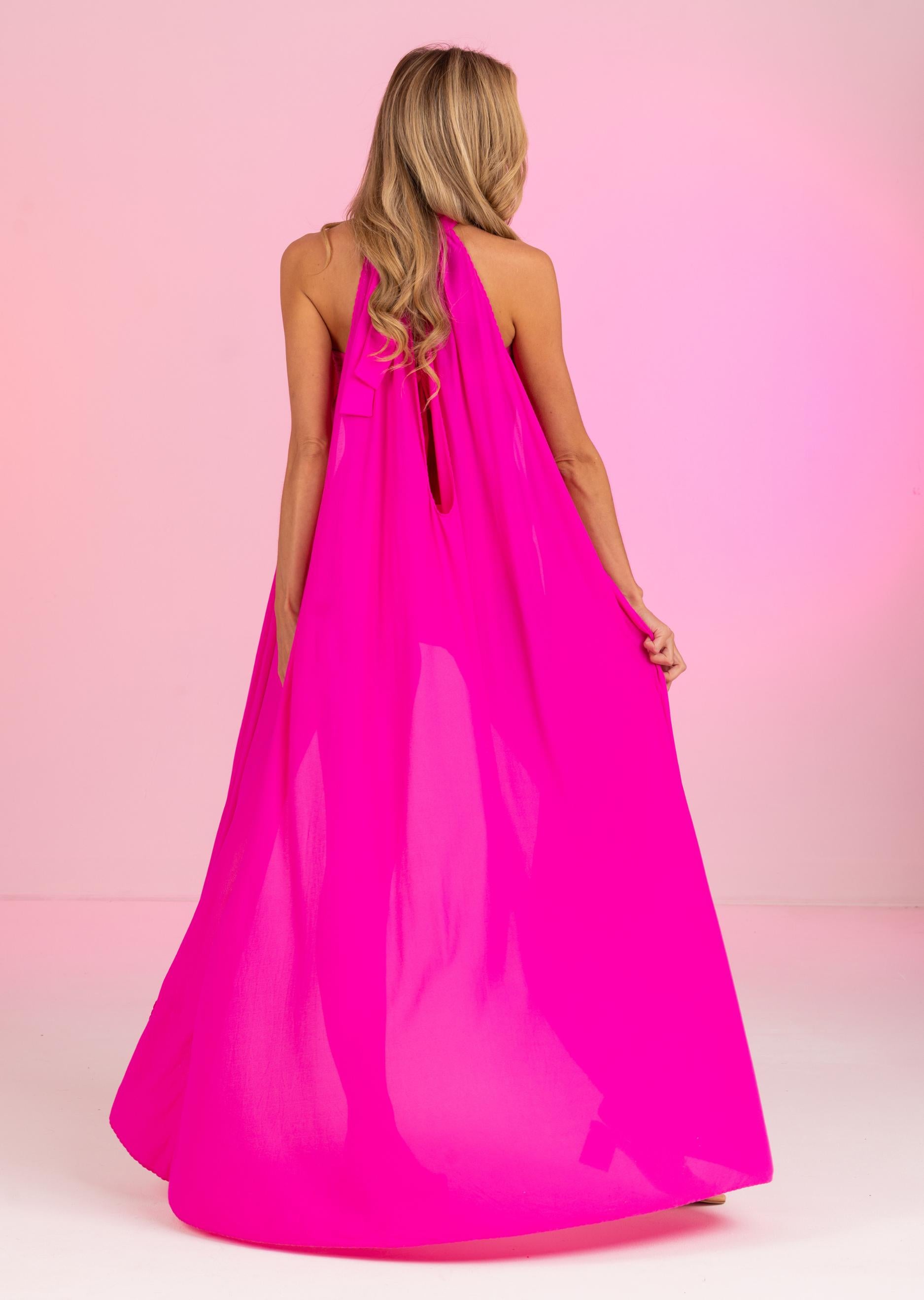 Candy Pink High Neck Cover Up (CA-432)