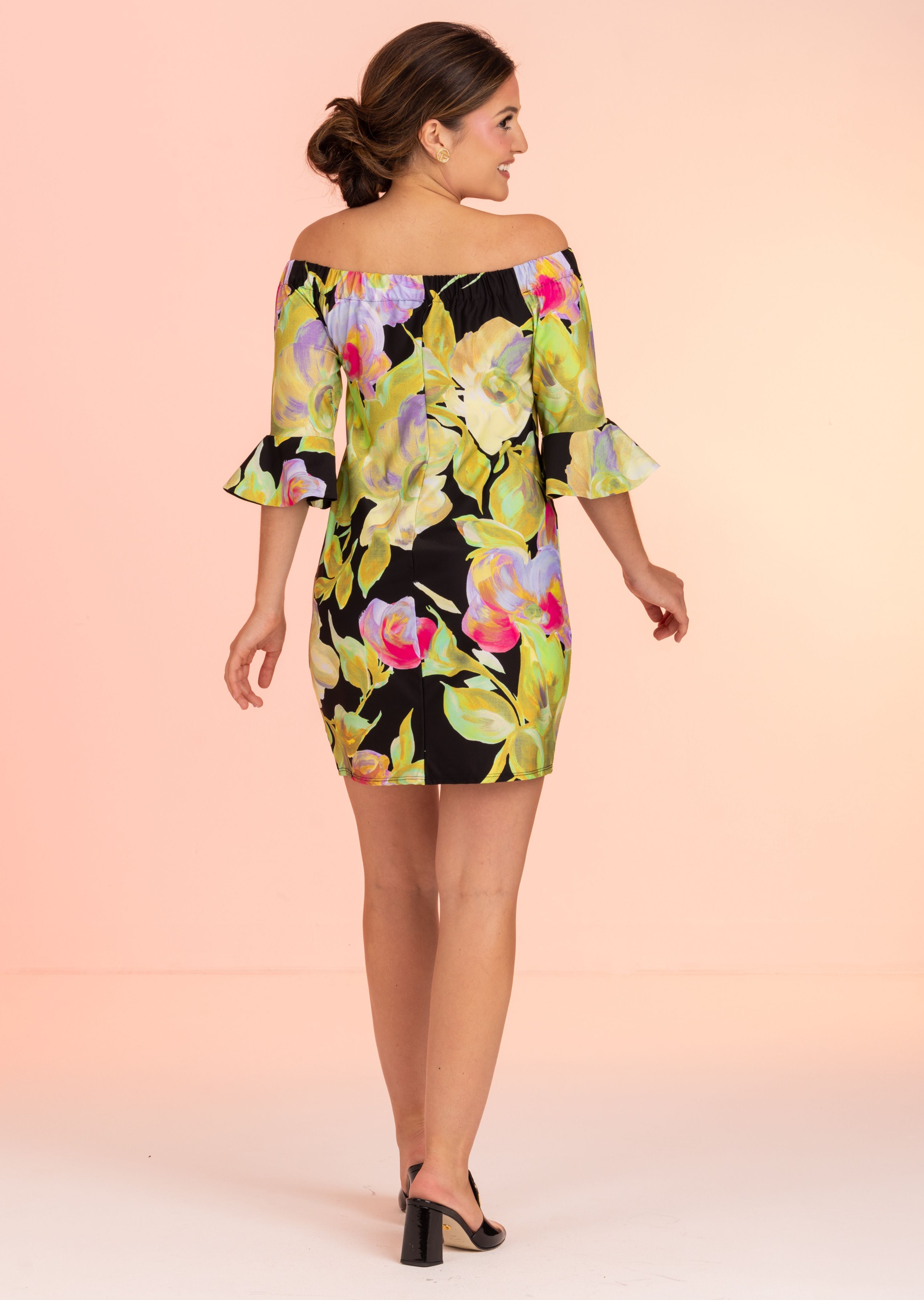 Cassis Off Shoulder Dress with Bell Sleeve (CS-684)