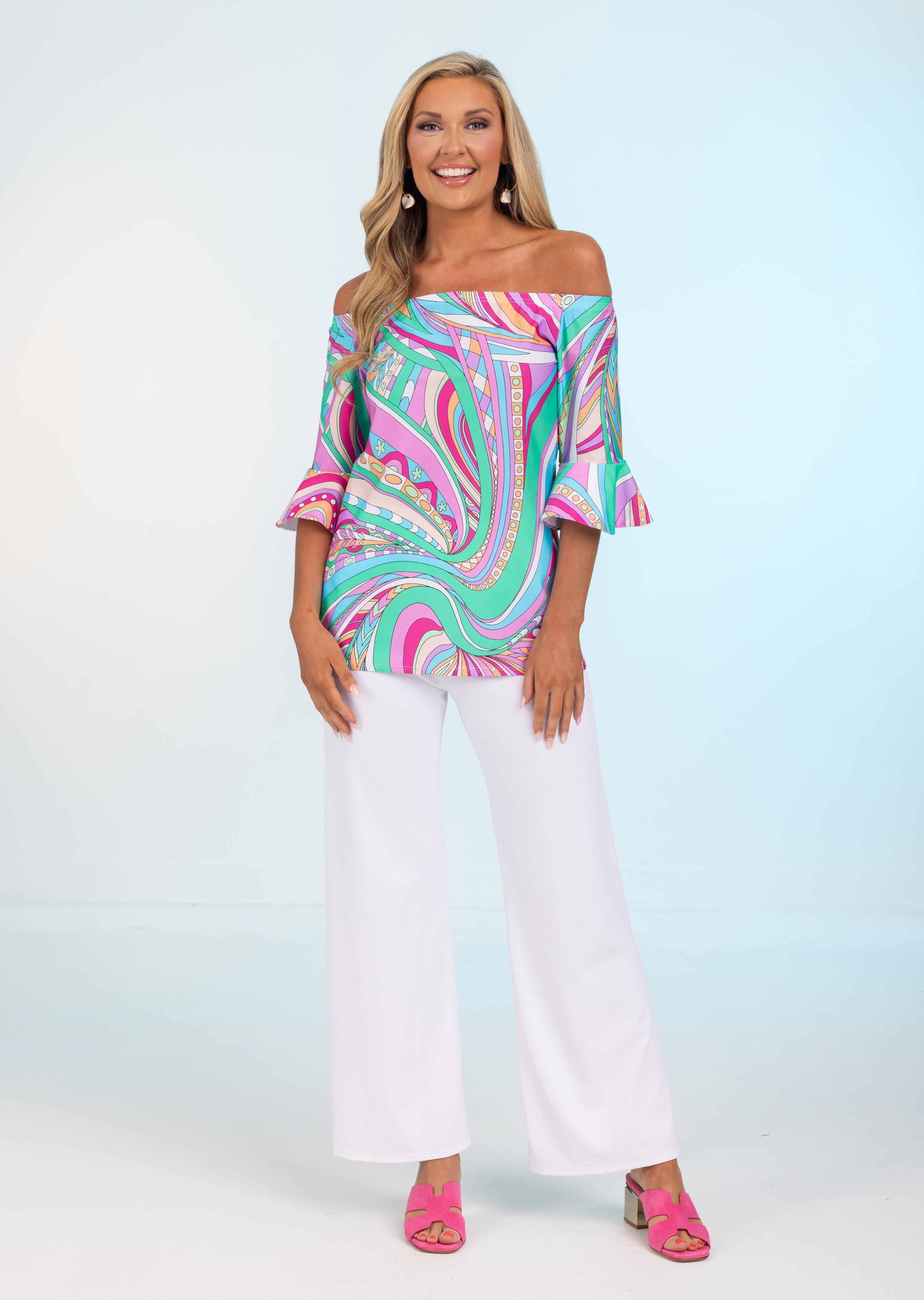 Foligno Off Shoulder Top with Bell Sleeve (FL-663)