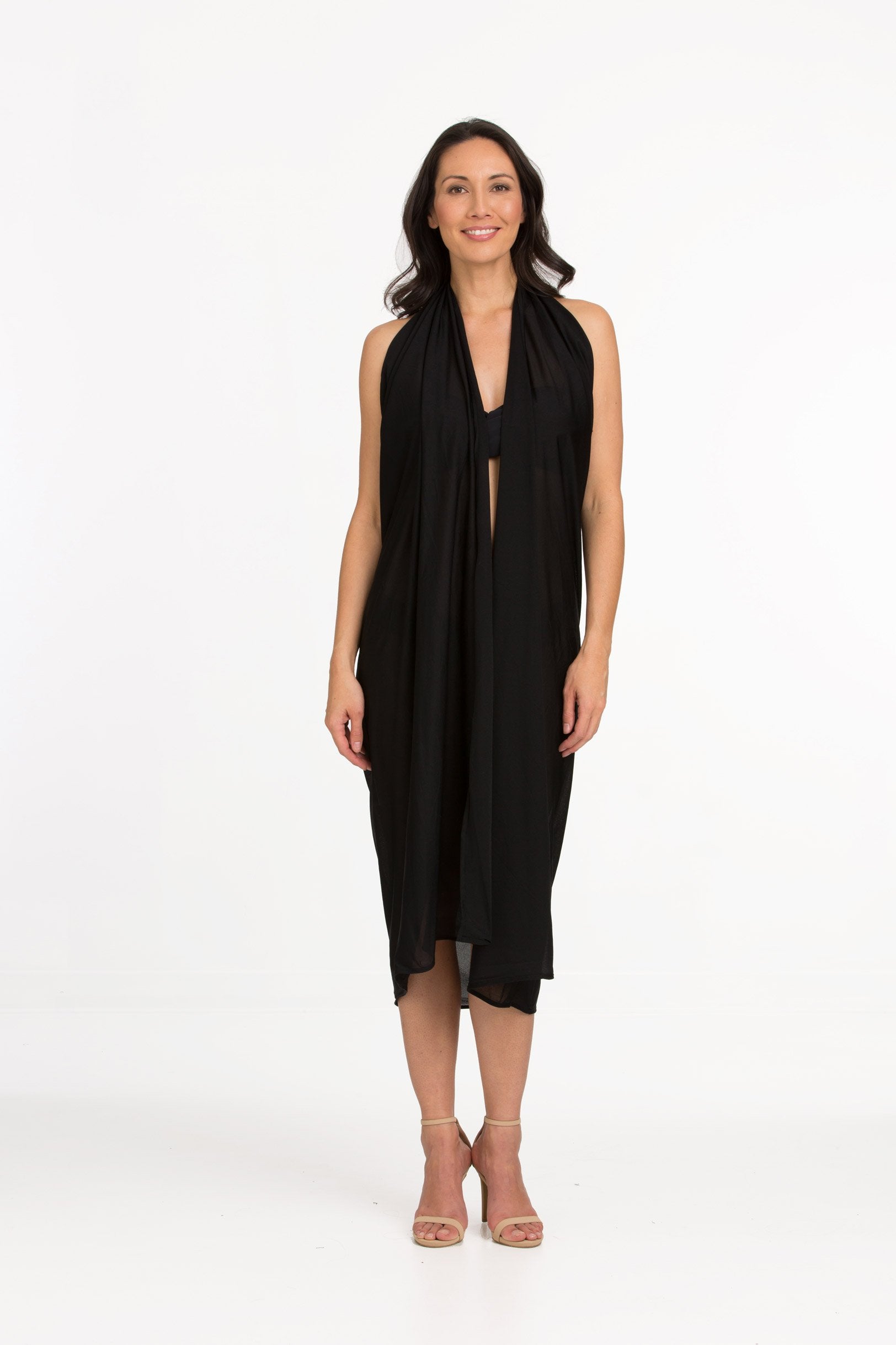 Black Full Panel Pareo Cover Up (406)