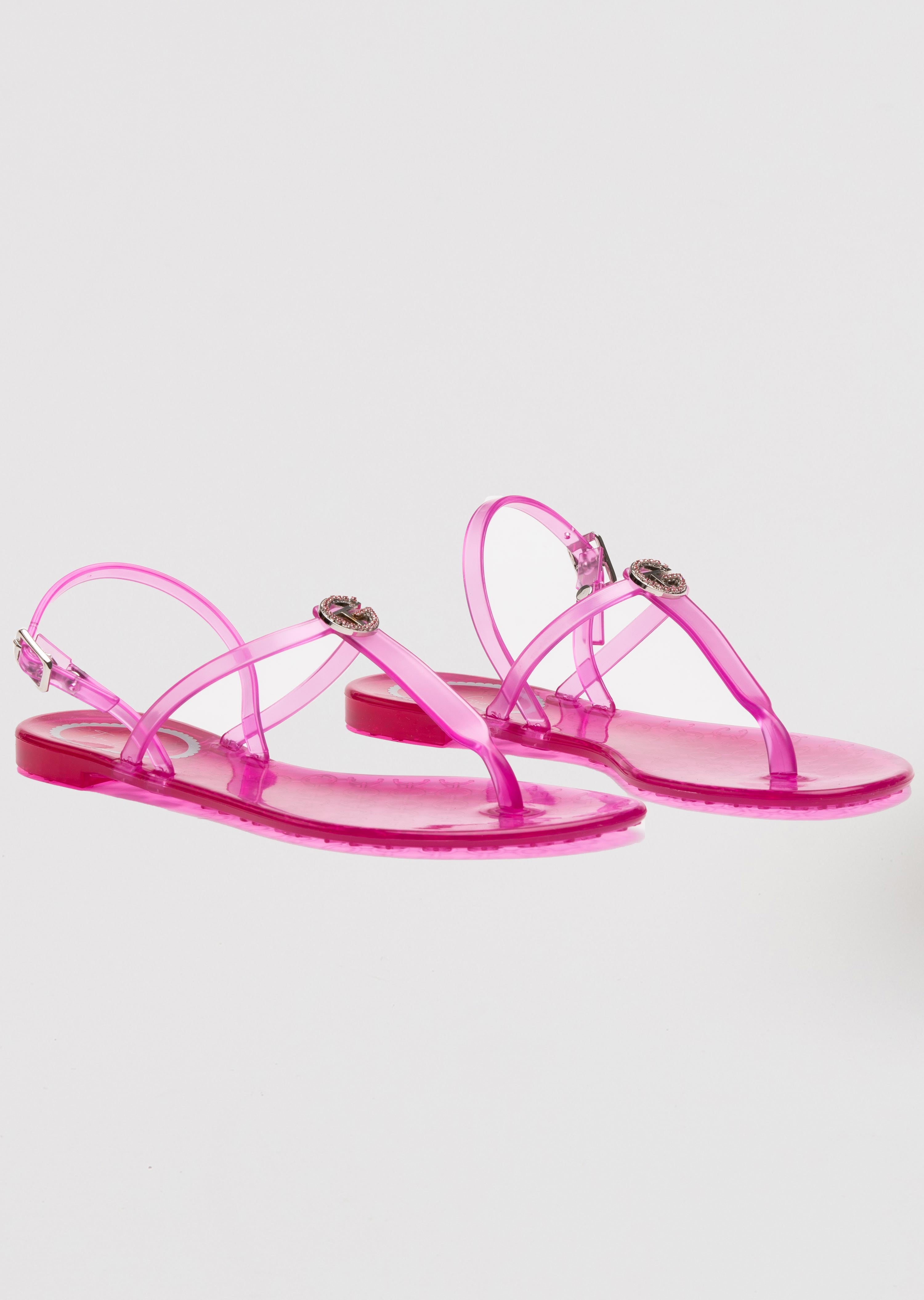 Lucia Jelly Sandals with Back Strap and Crystal Logo