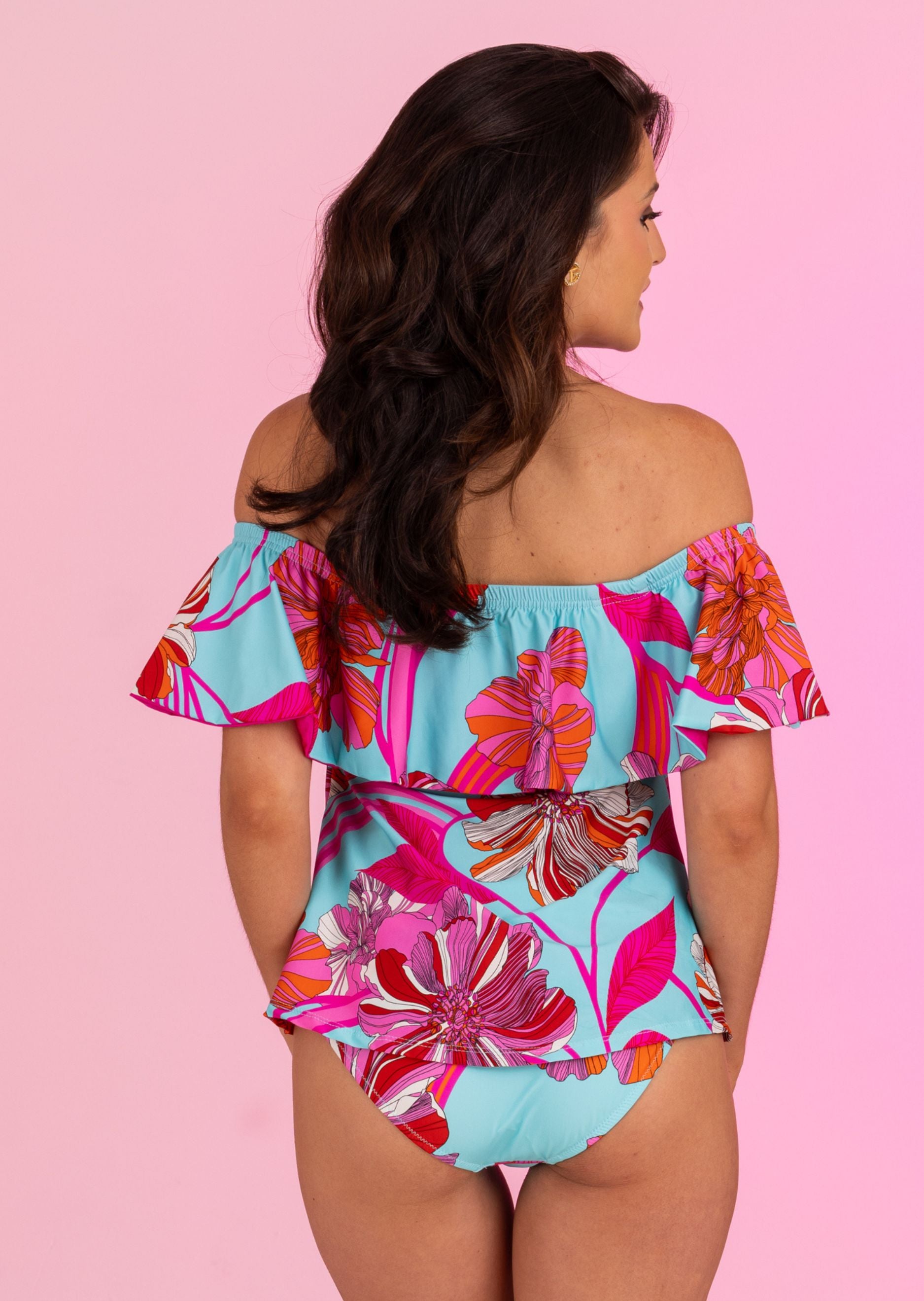 Menton Off Shoulder Flounce Loose Fit Bandini Top (MT-176)