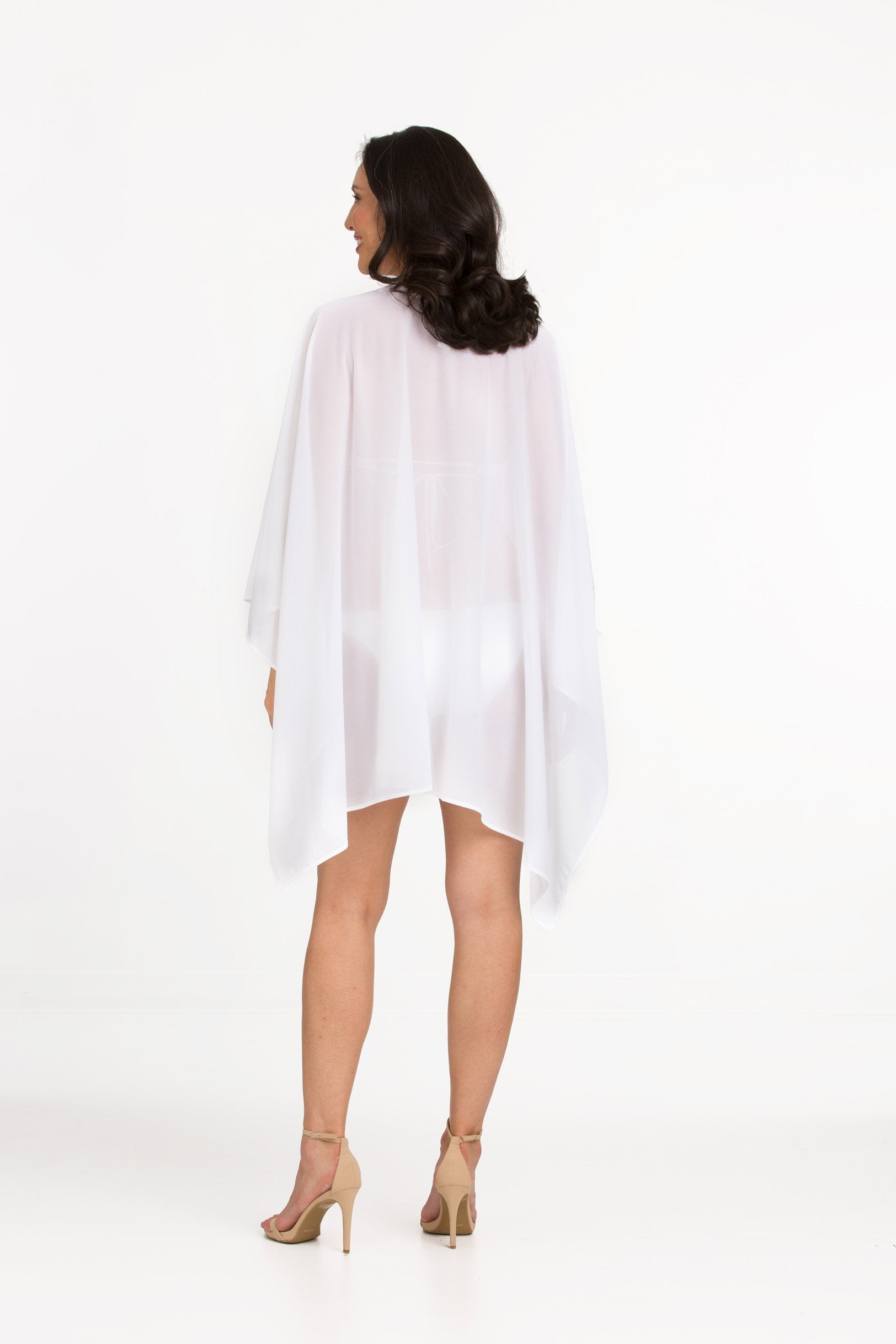 White Nylon Kaftan with Front Tie (466)