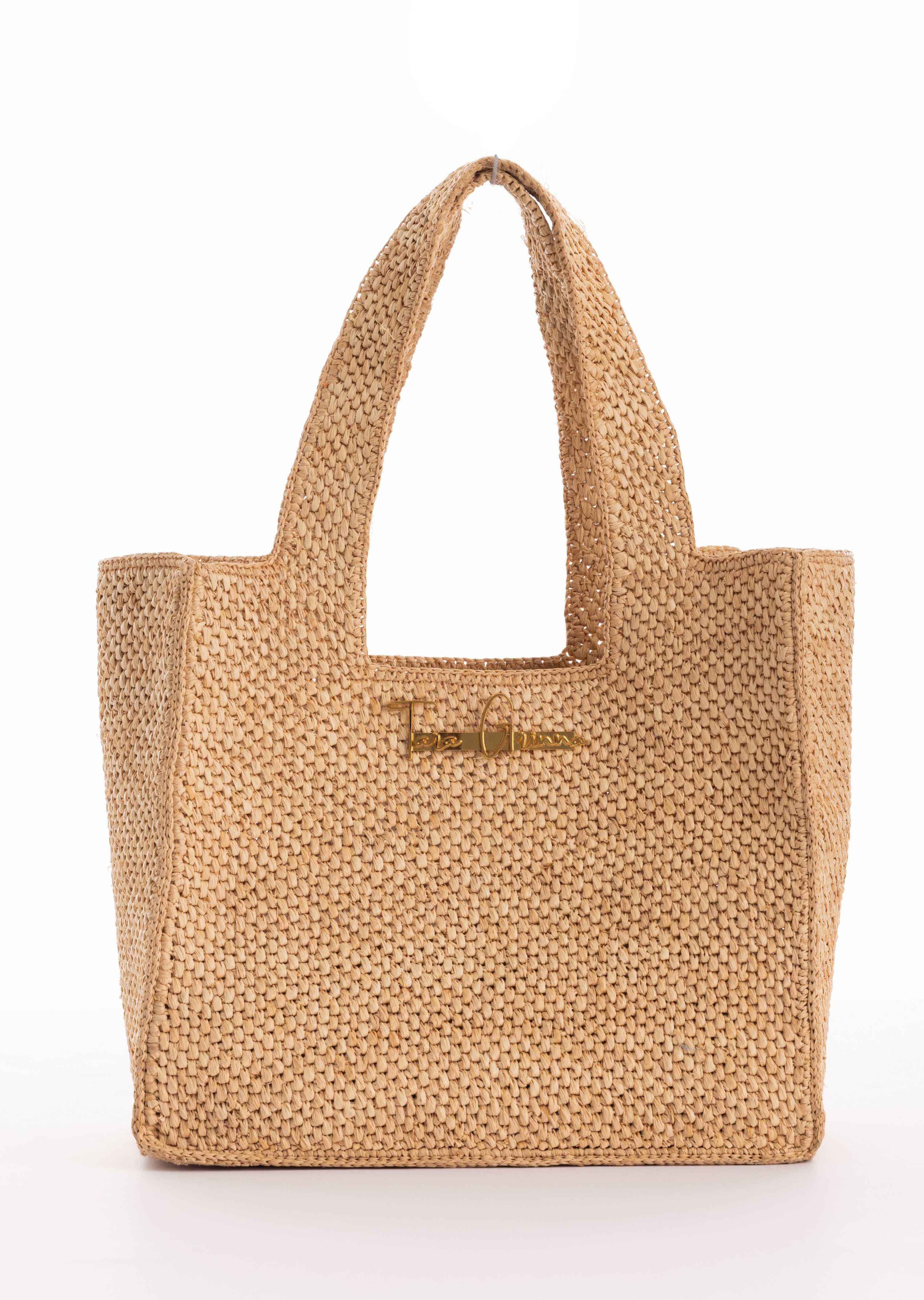 Raffia Tote Bag with TG Hardware (81106)