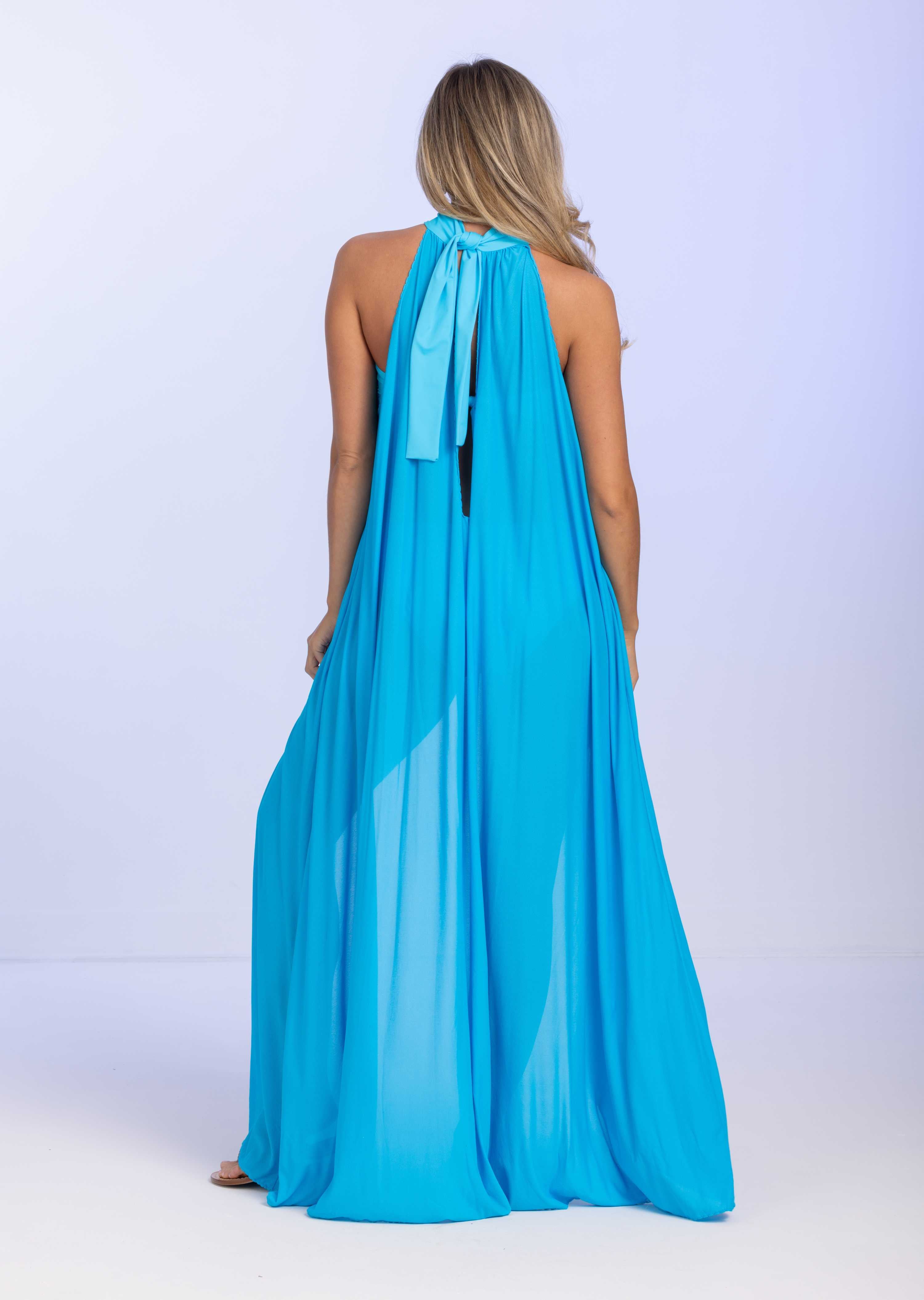Turquoise High Neck Cover Up (432)