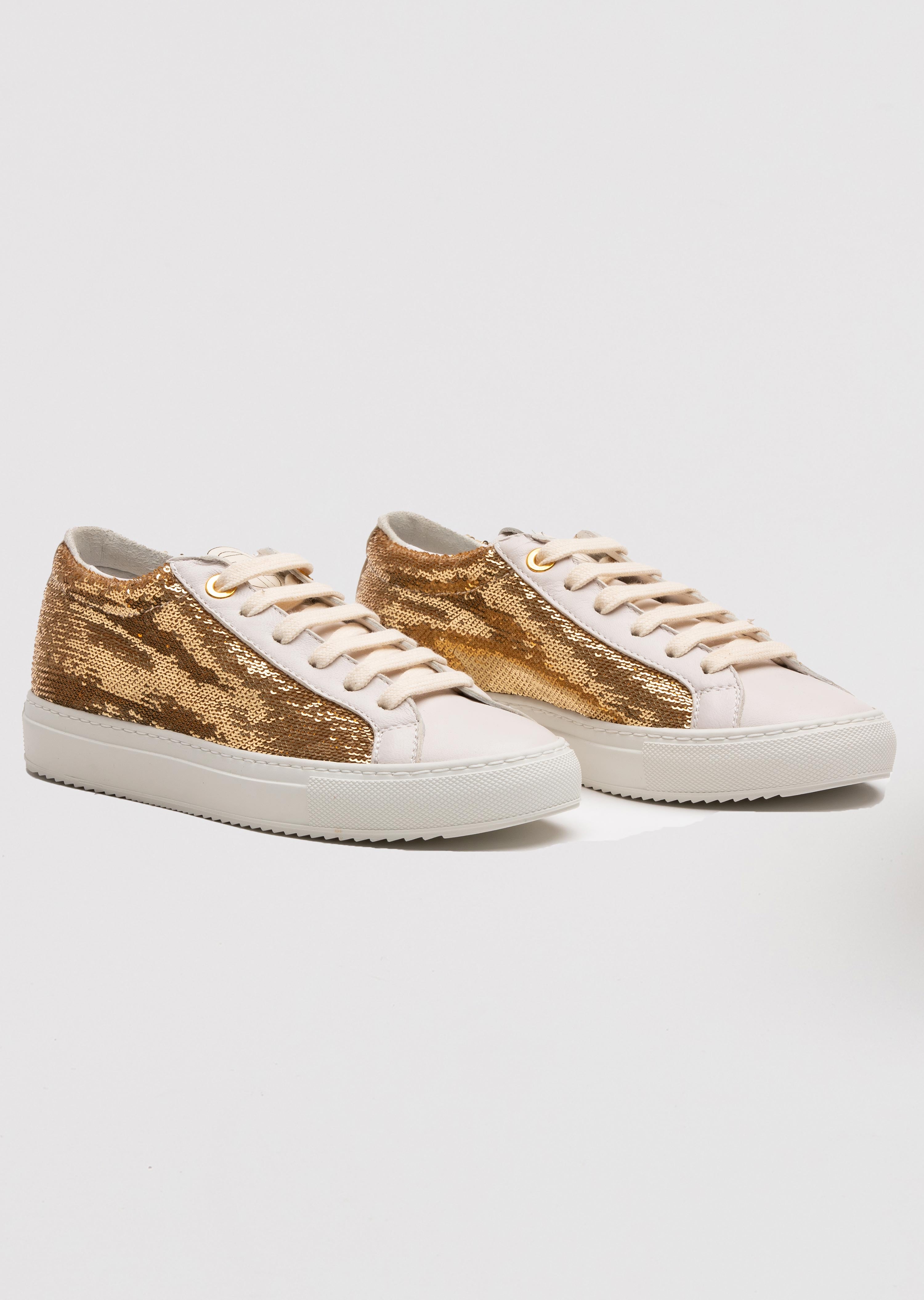 Caterina Gold Sequin Embellished Sneaker