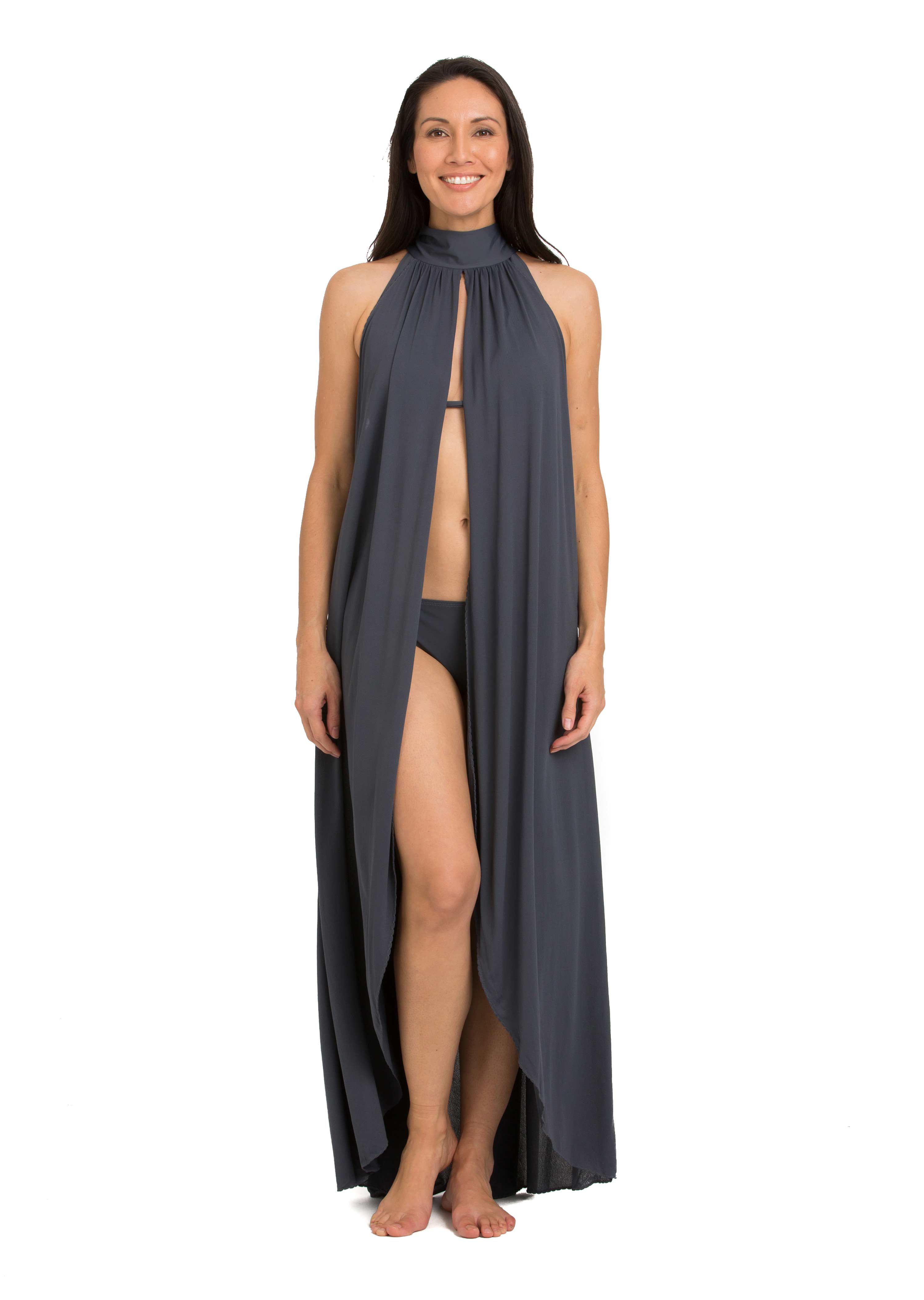 Grey High Neck Cover Up (432)