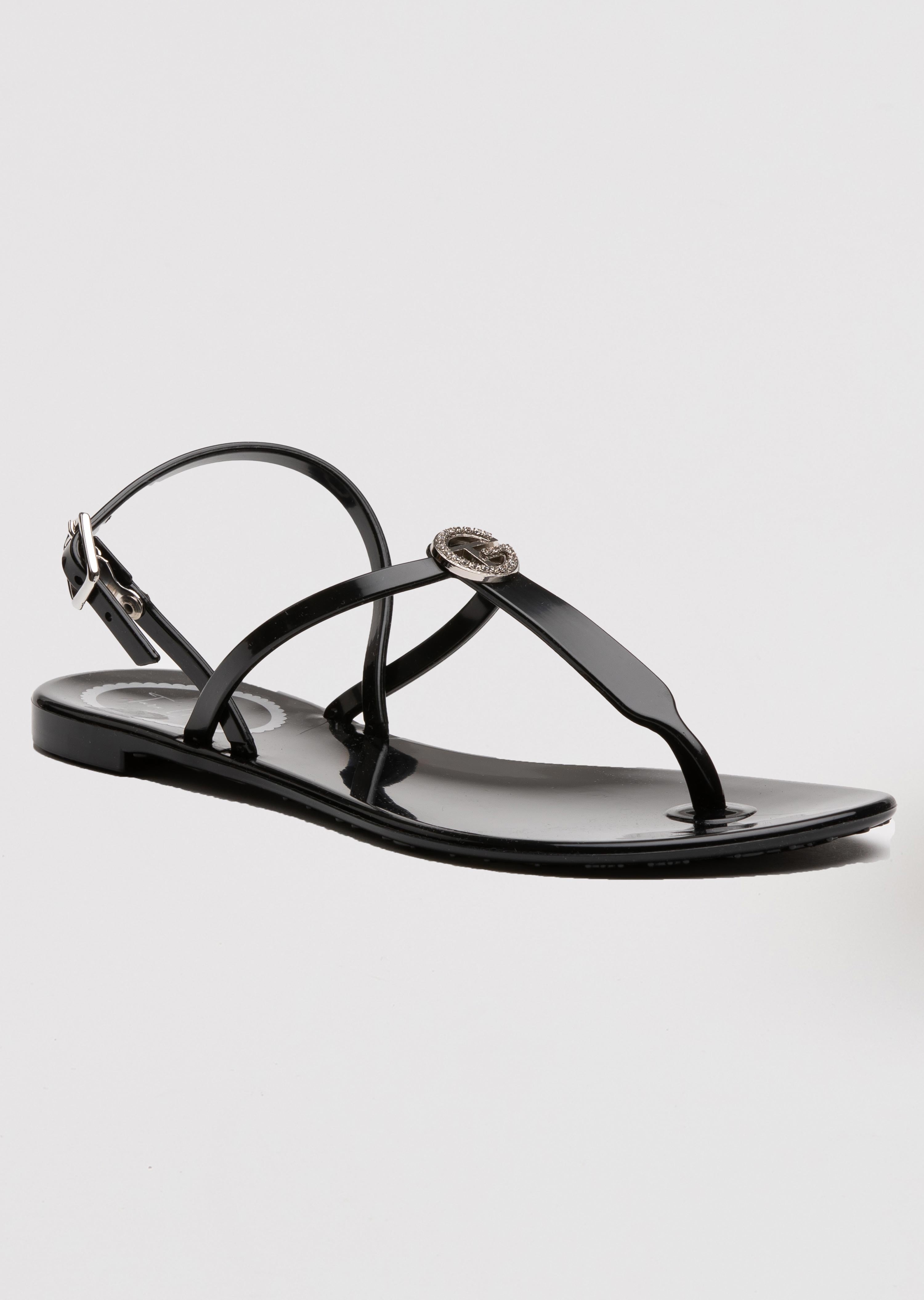 Lucia Jelly Sandals with Back Strap and Crystal Logo