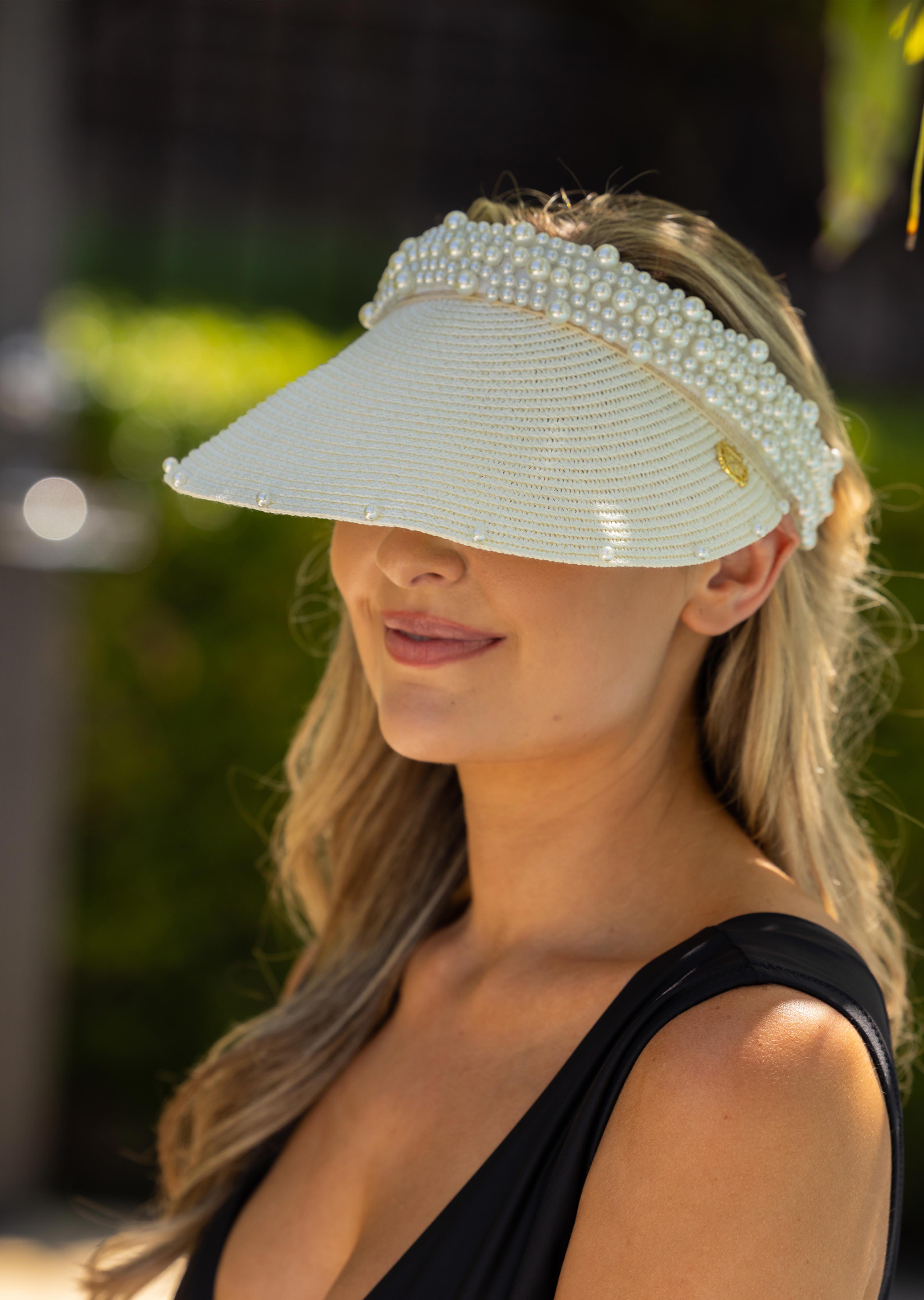 Pearl Band Crochet Visor (Style 8248)