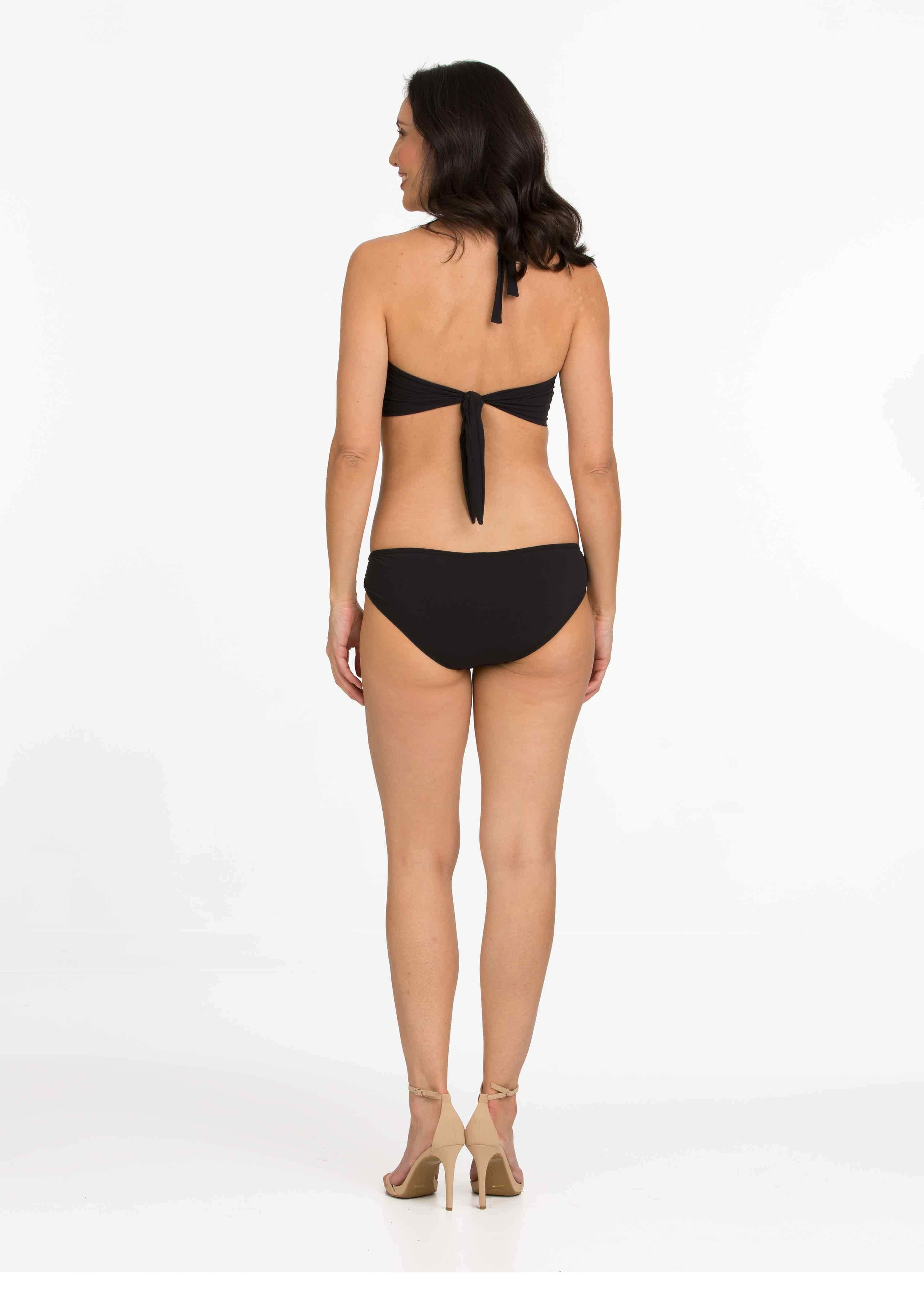 Black Bandeau with Wide Set Straps with Hipster Bottom with Hardware (FT-138/FT-236)