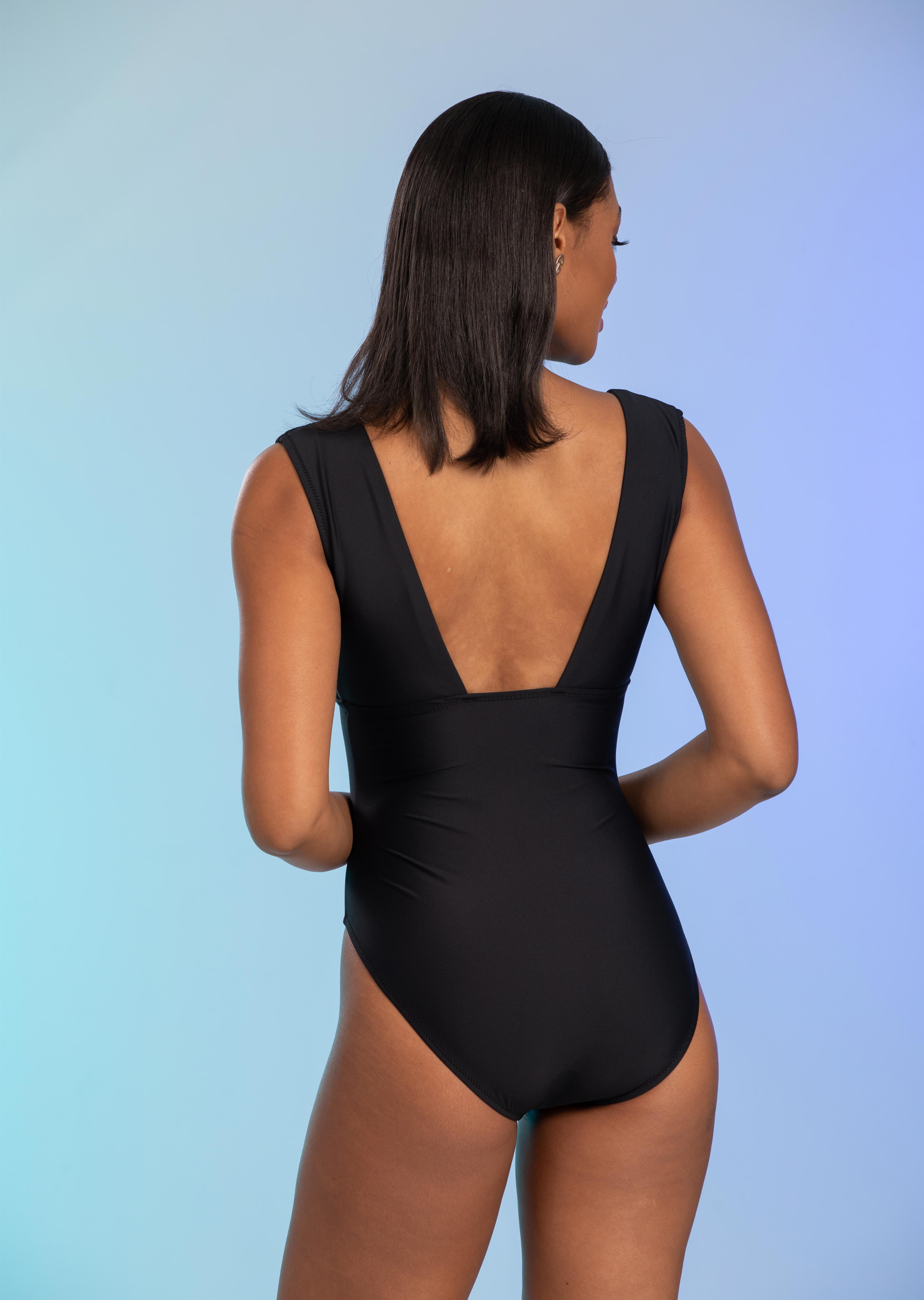 Solid V-Neck One Piece