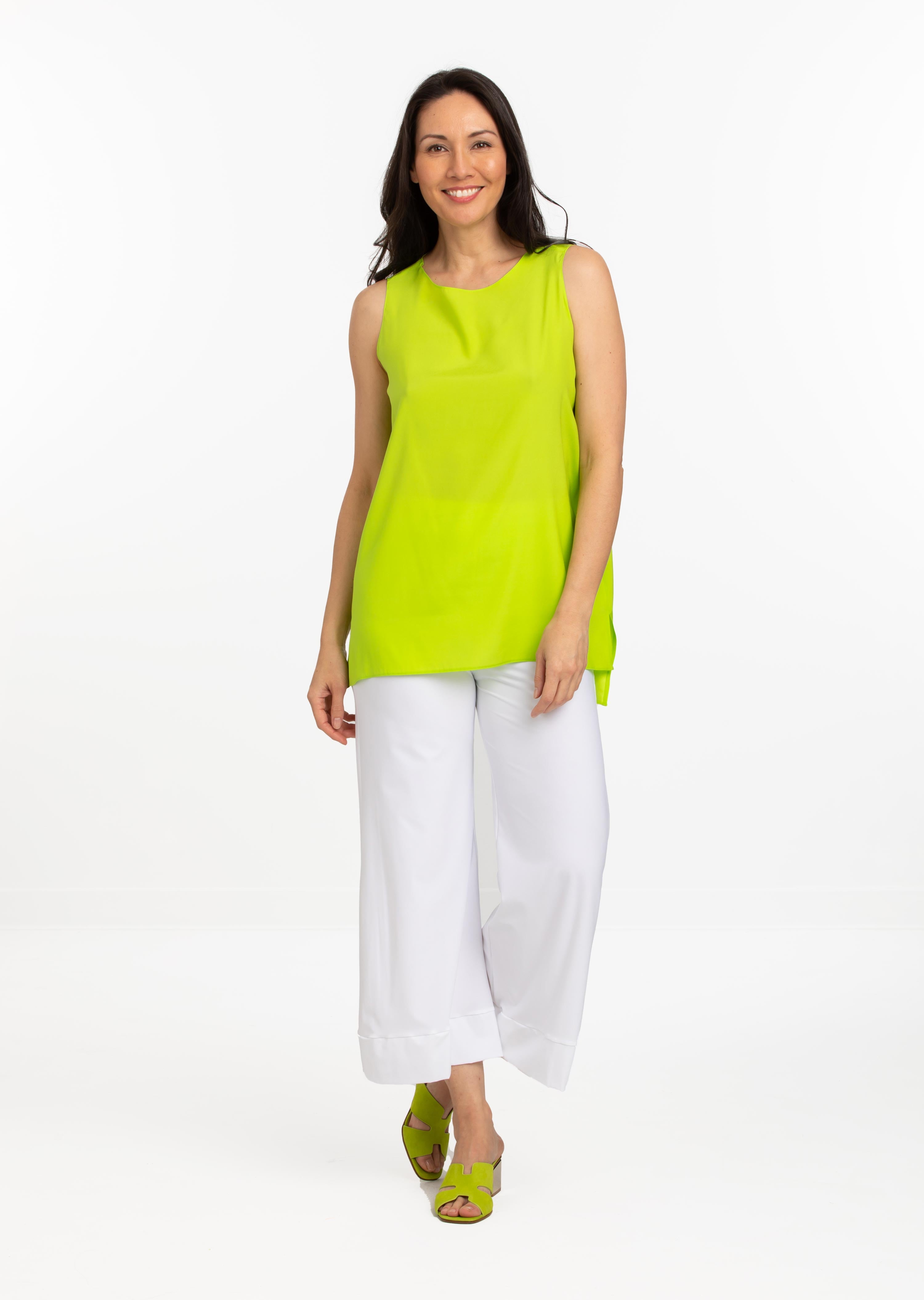 Lime Solid Silk Tank Top (611)