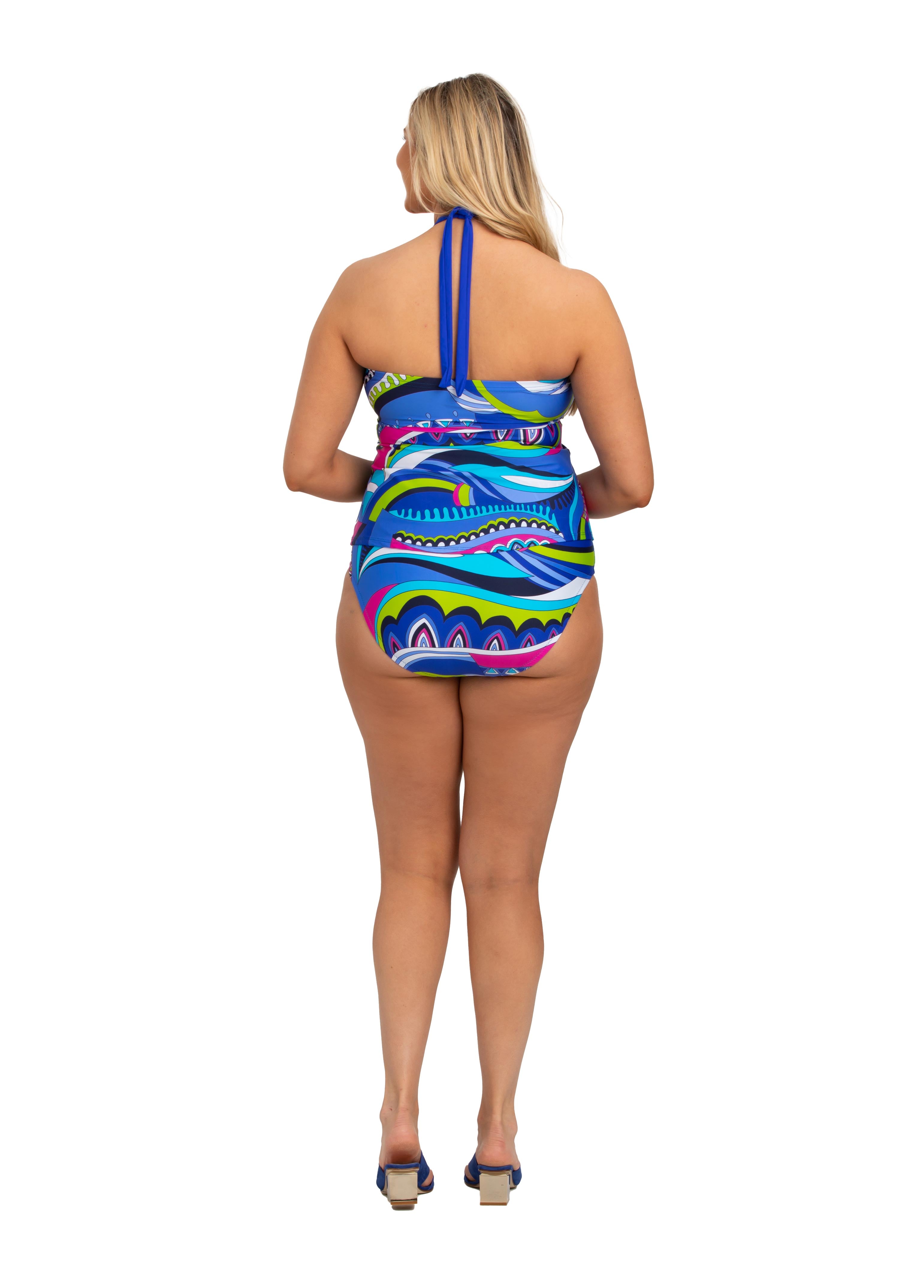 Puglia Overlay Split Front Tankini with Neck Ties (PL-144)