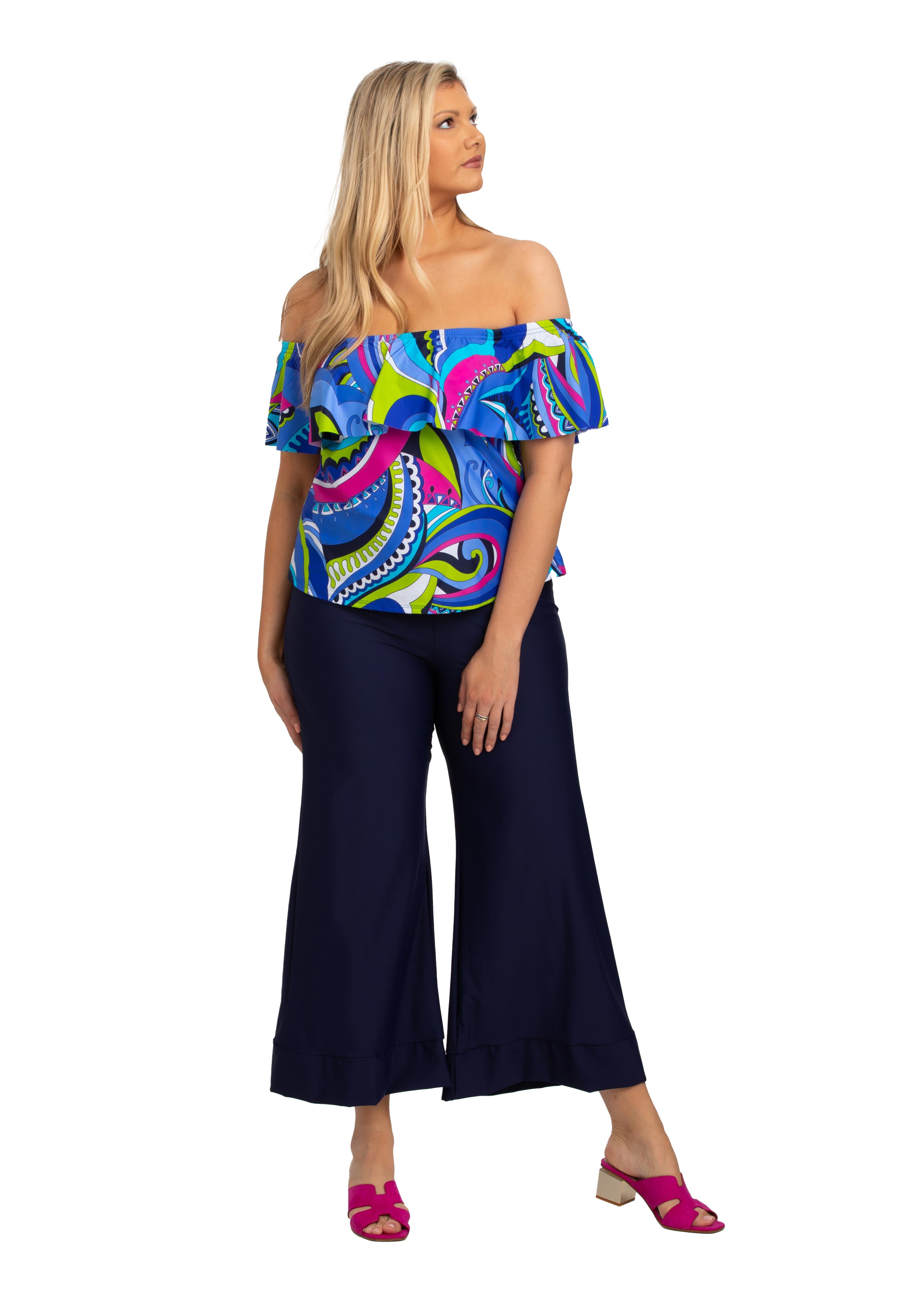 Solid Ankle Palazzo Pants with Cuff (Style 652)