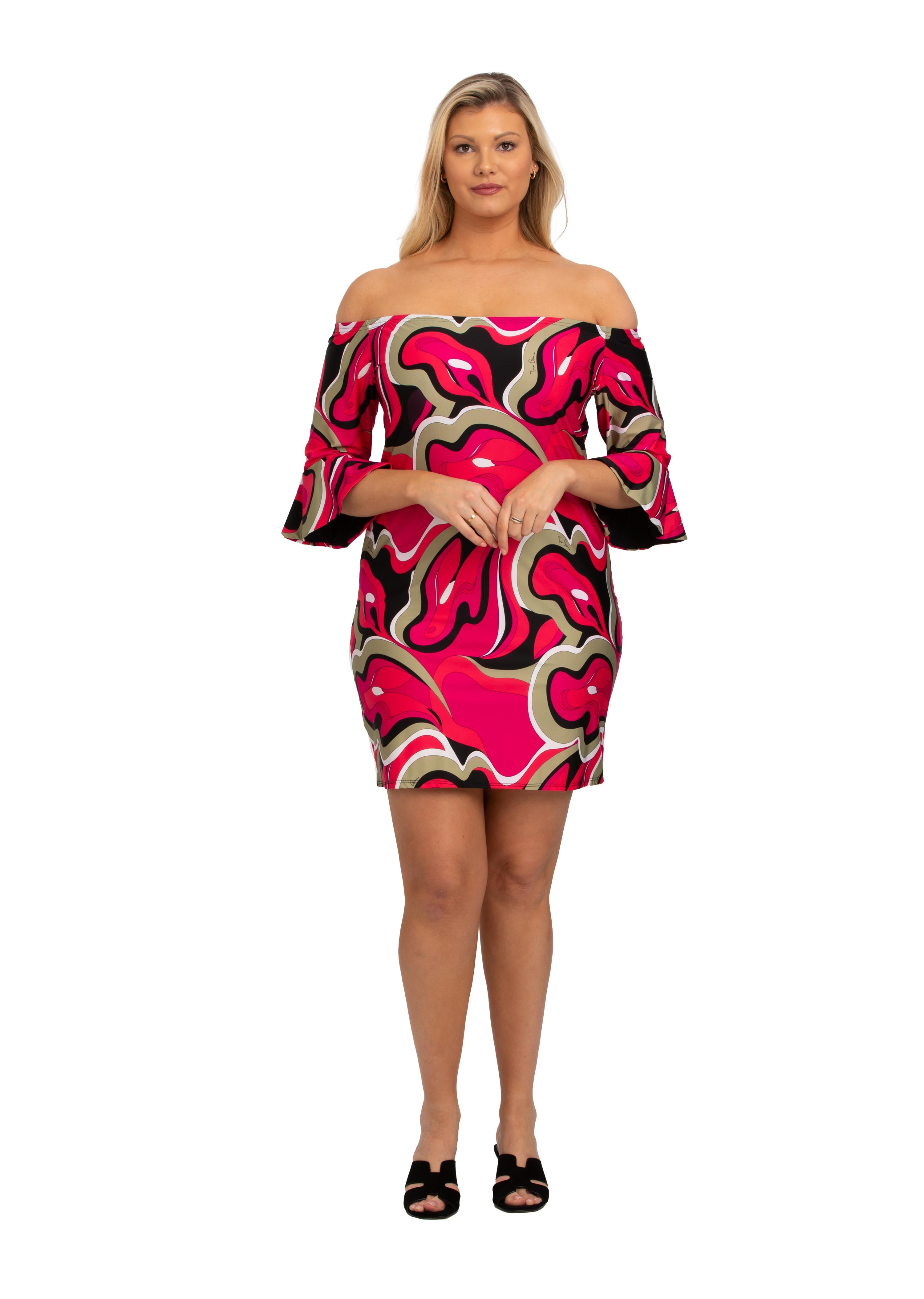 Signoli Off Shoulder Dress with Ruffle Sleeve (SI-673)