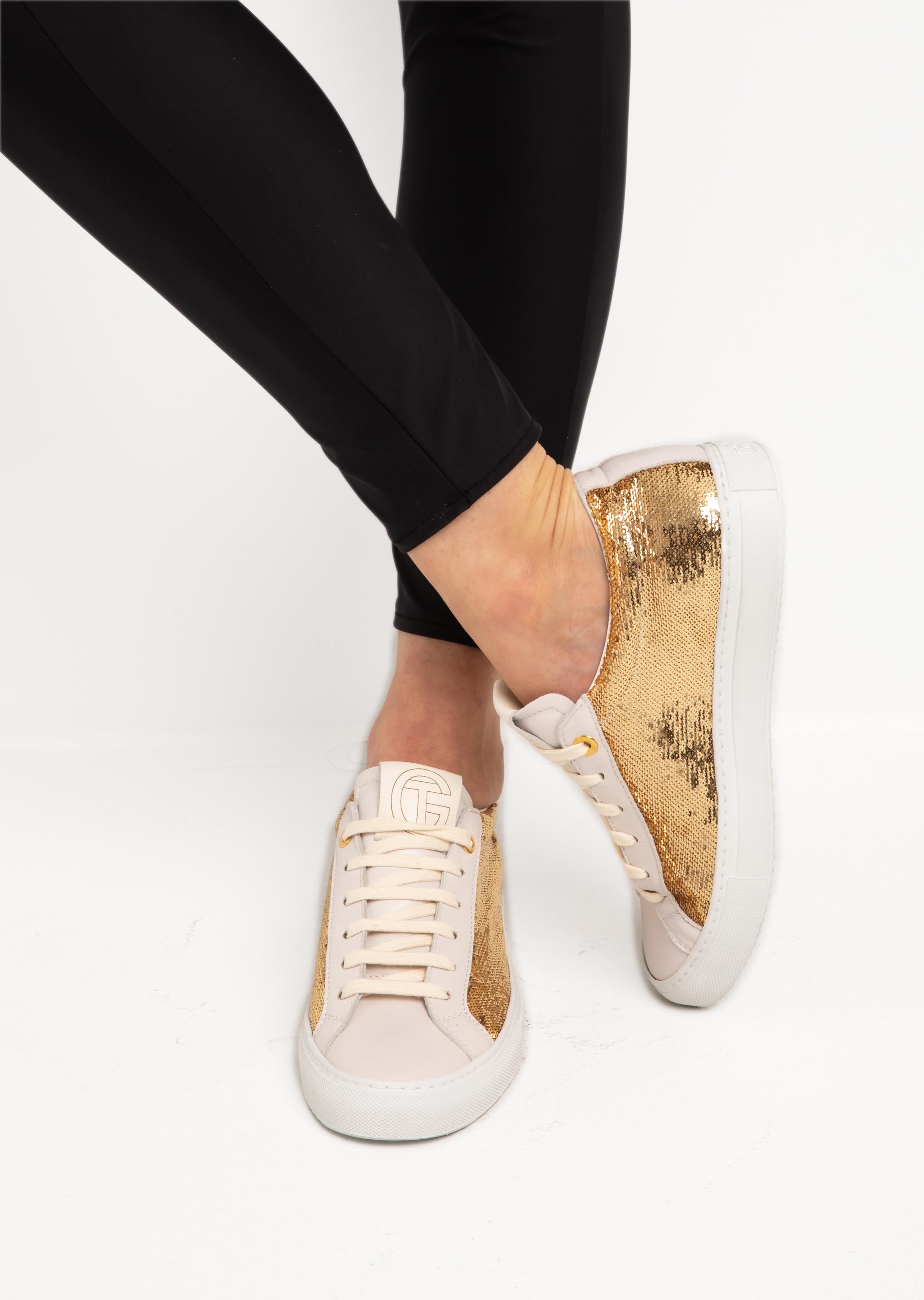 Caterina Gold Sequin Embellished Sneaker