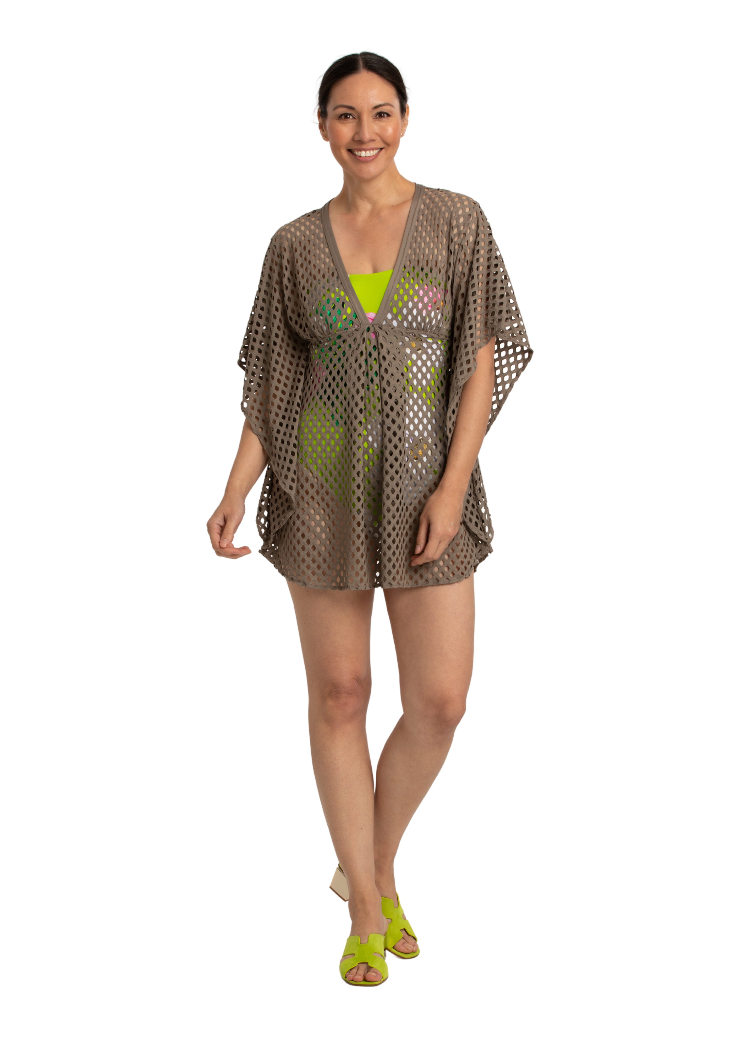 V-Neck Mesh Kaftan Cover Up (Style 417)