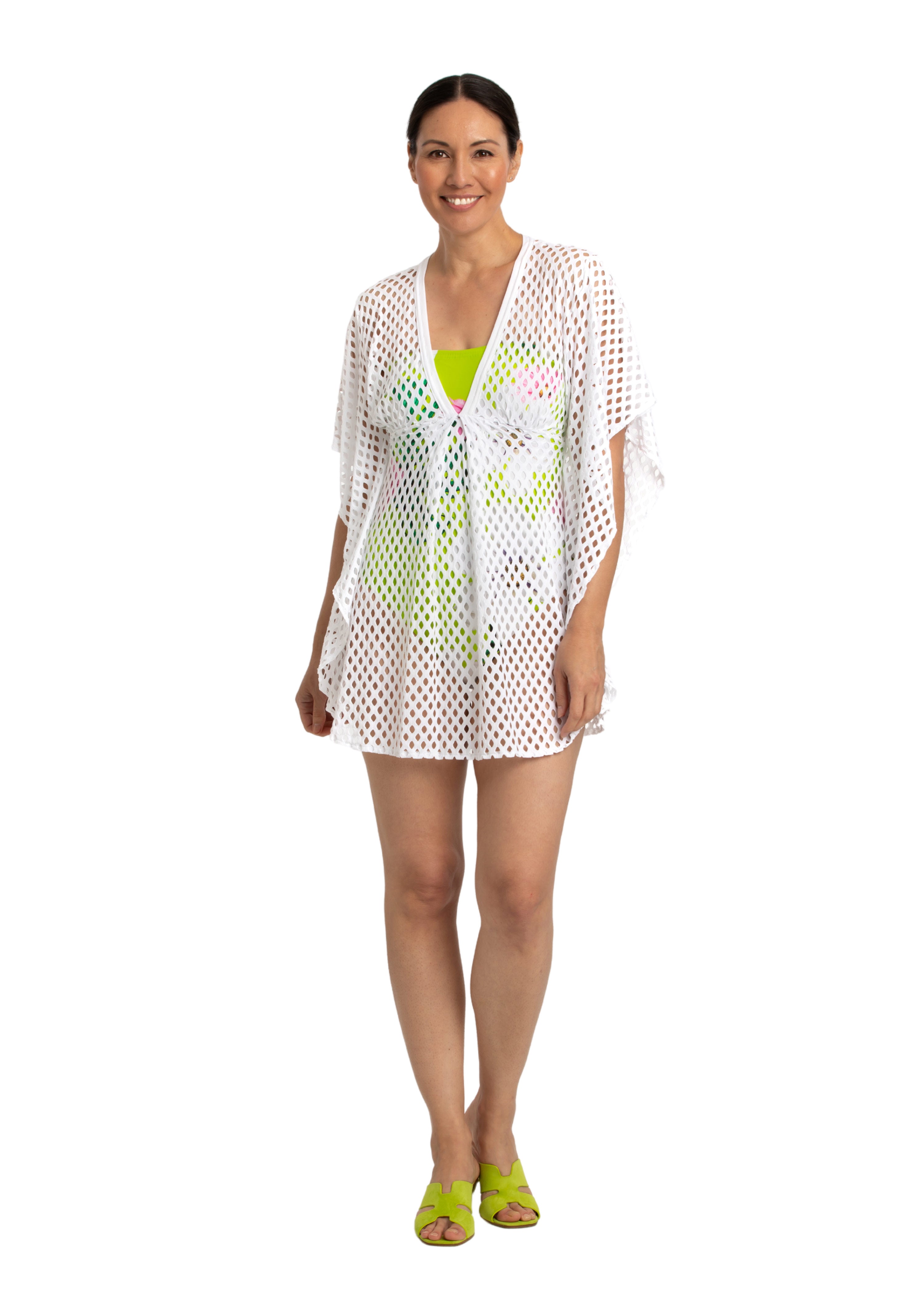 V-Neck Mesh Kaftan Cover Up (Style 417)