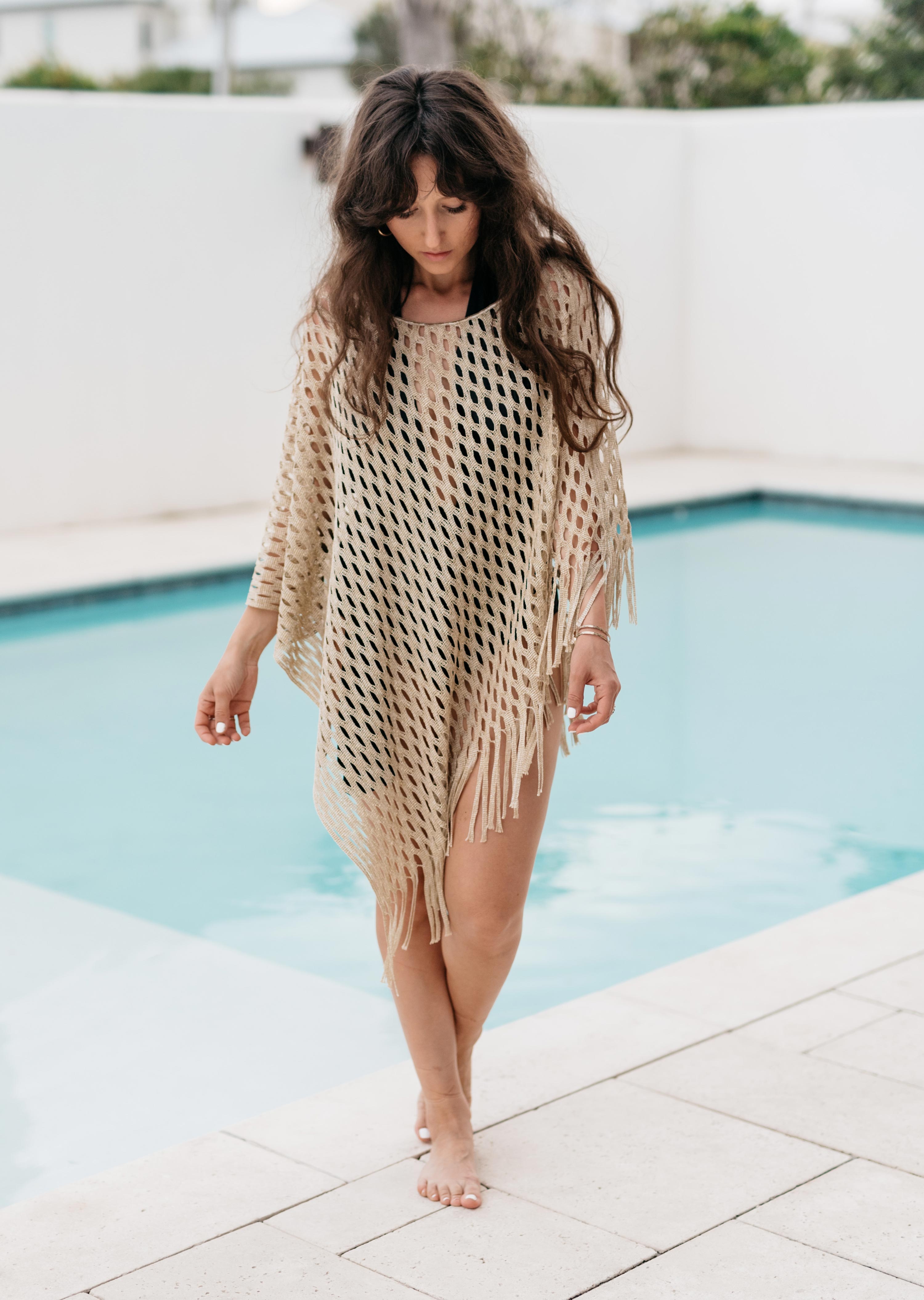 Open Mesh Gold Poncho (style 619)