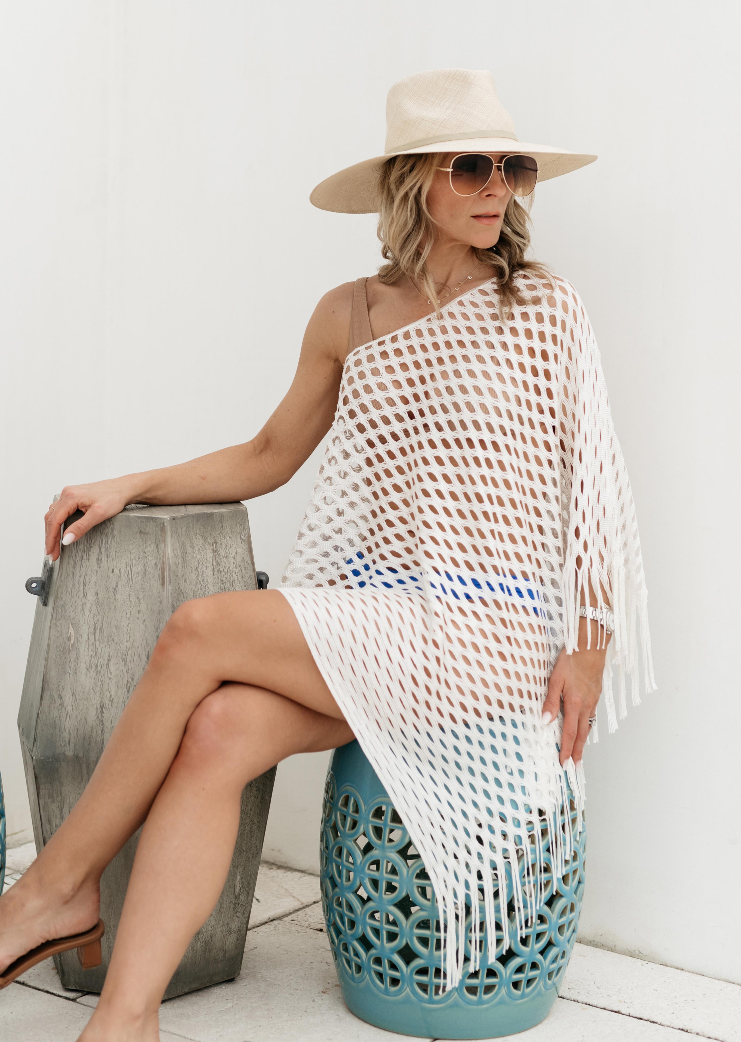 Open Mesh Cream Poncho (Style 619)