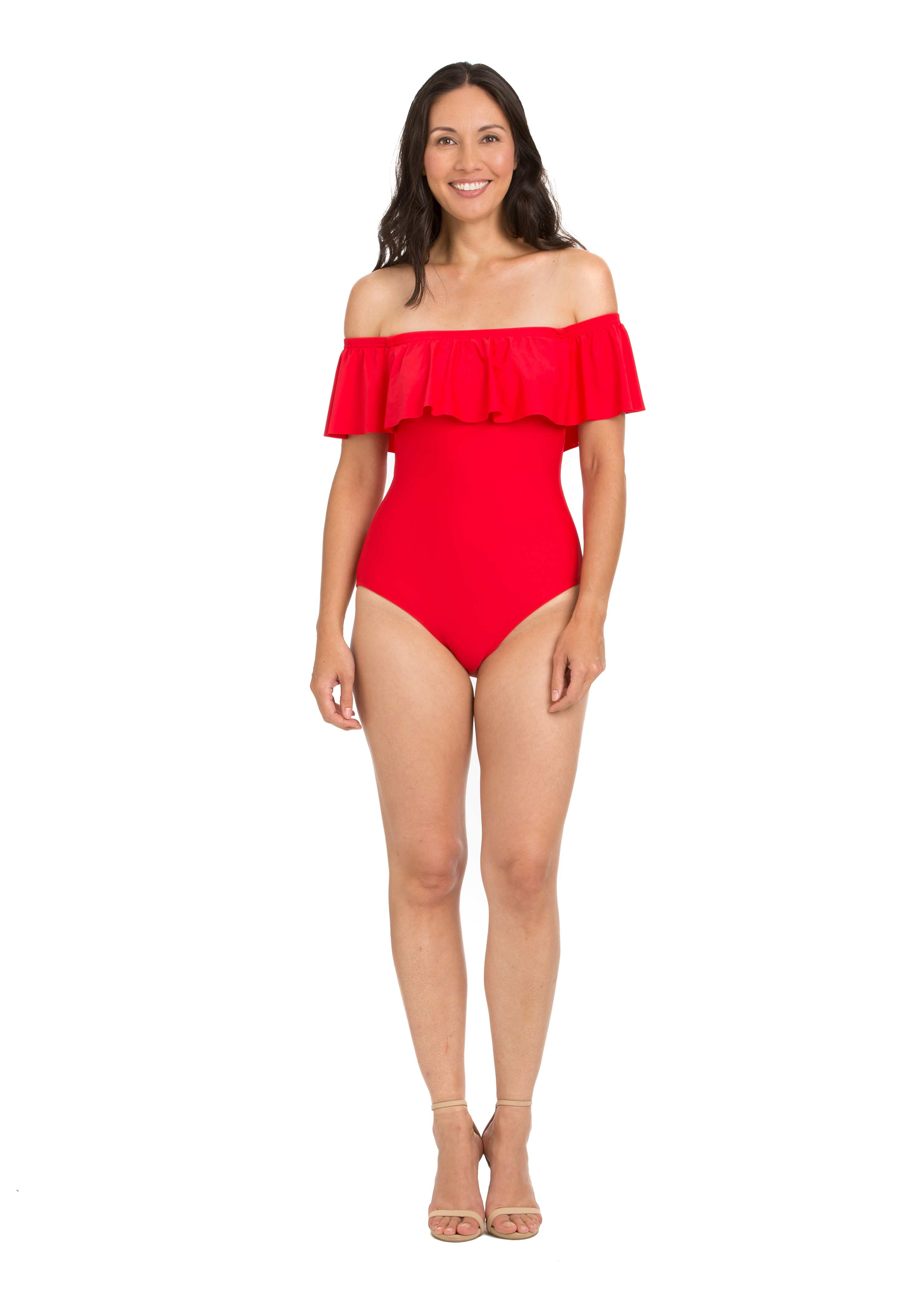 Off Shoulder Flounce One Piece Suit (Style 325)