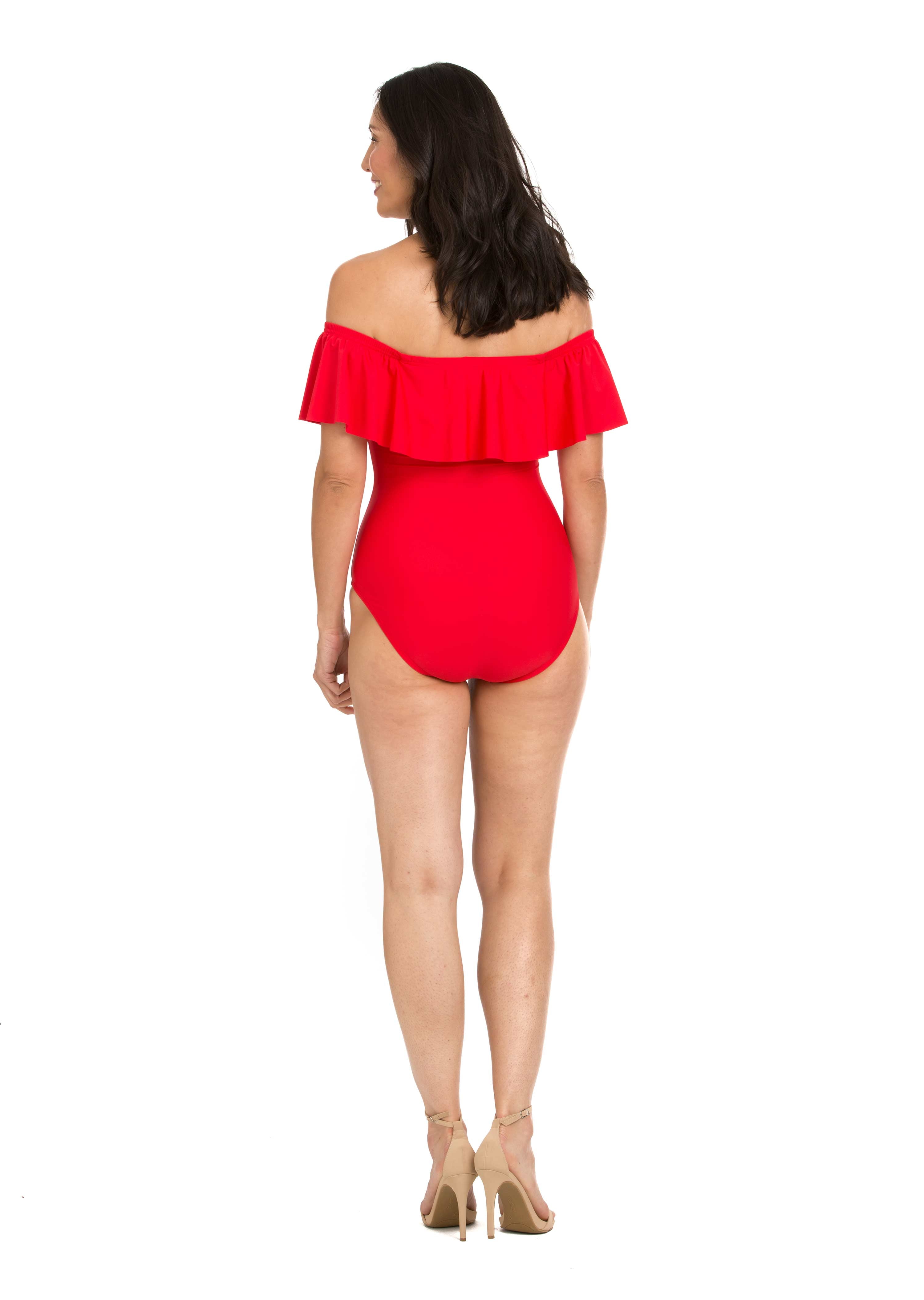 Off Shoulder Flounce One Piece Suit (Style 325)