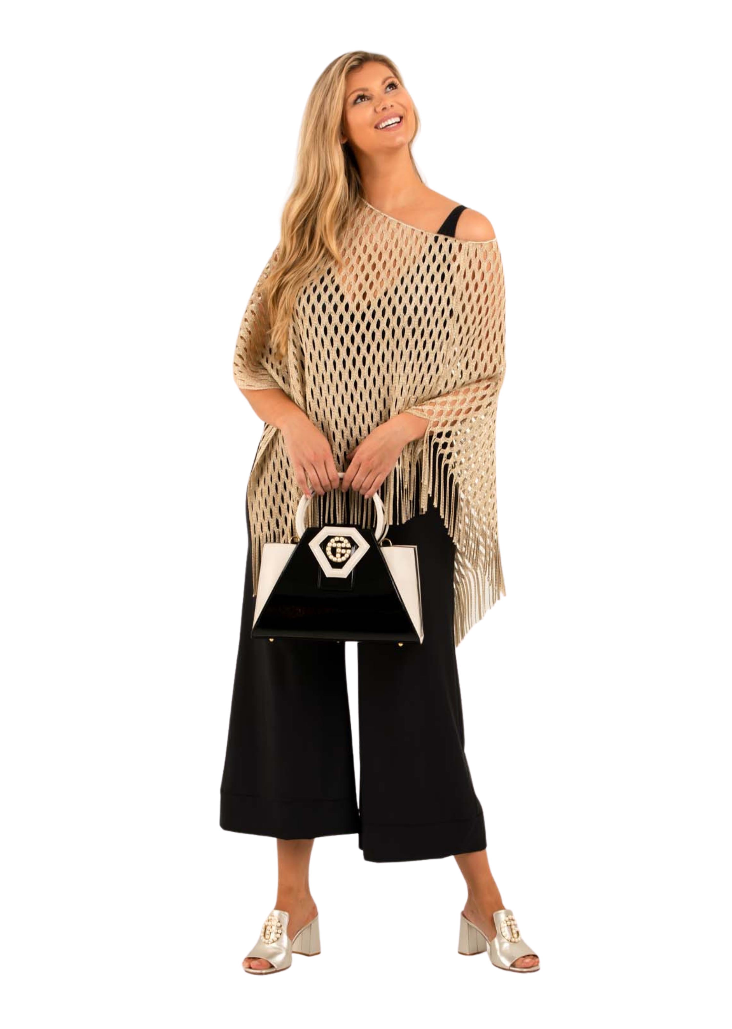 Open Mesh Gold Poncho (style 619)
