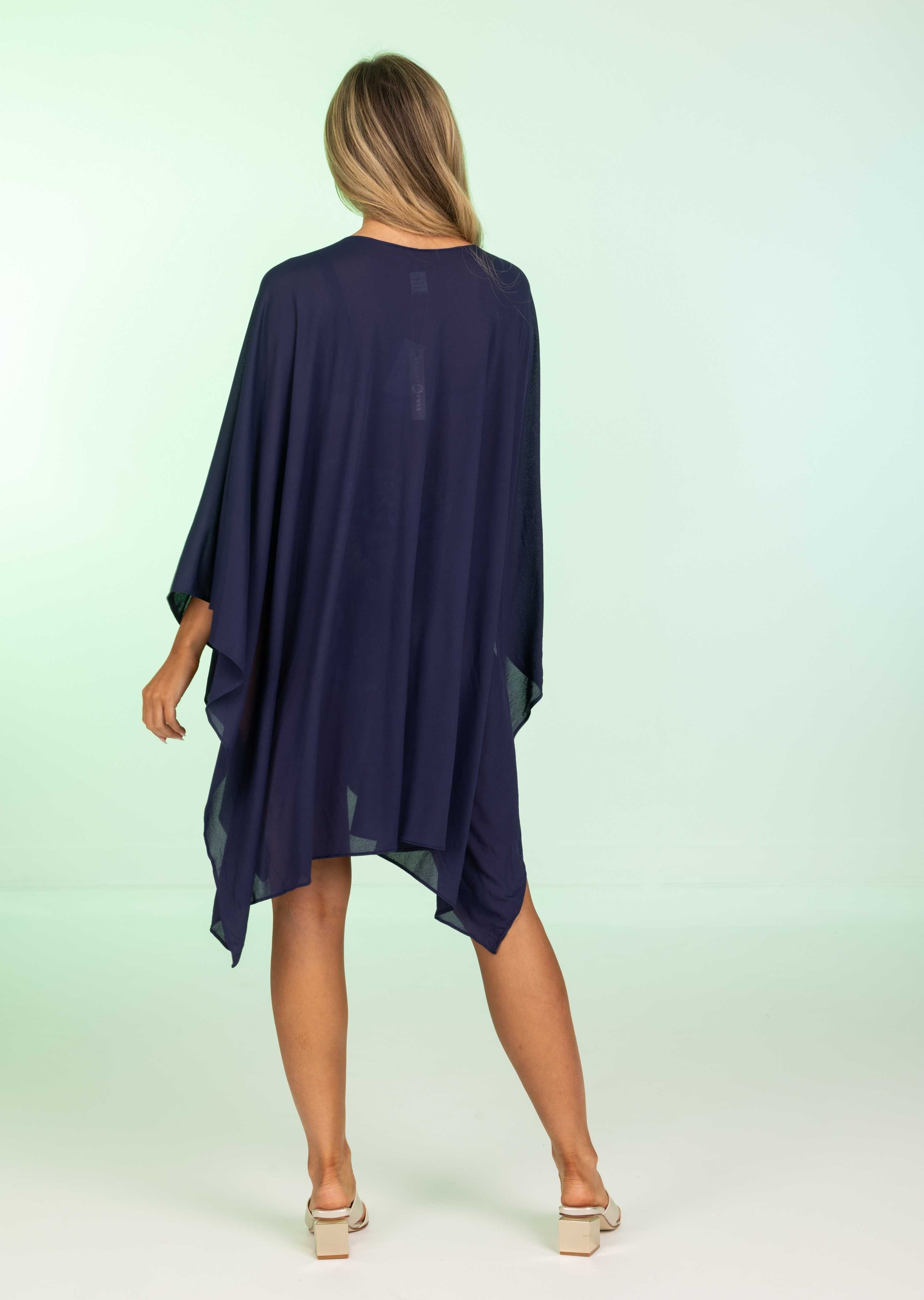 Navy Nylon Kaftan with Front Tie (466)