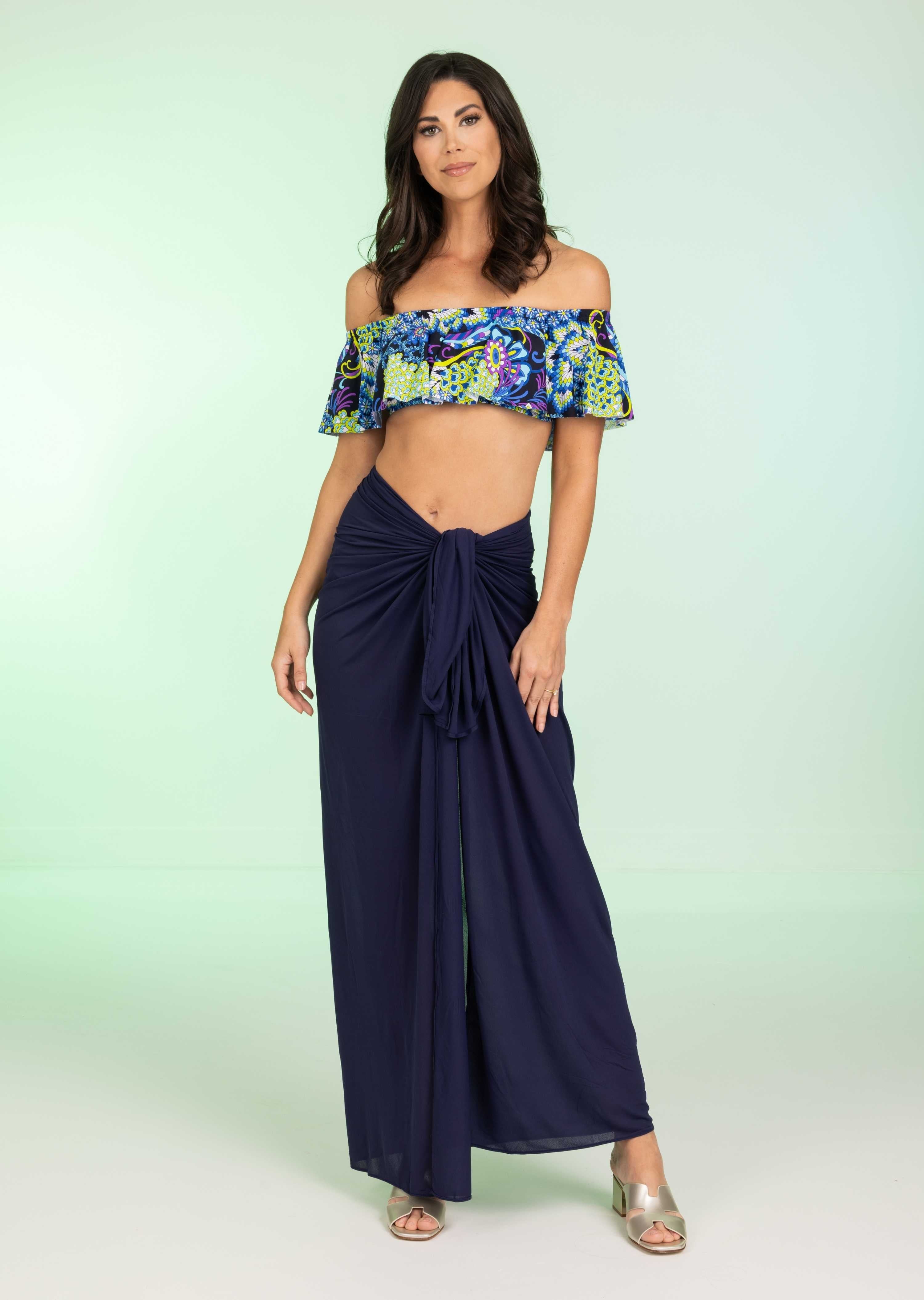 Navy Full Panel Pareo Cover Up (406)