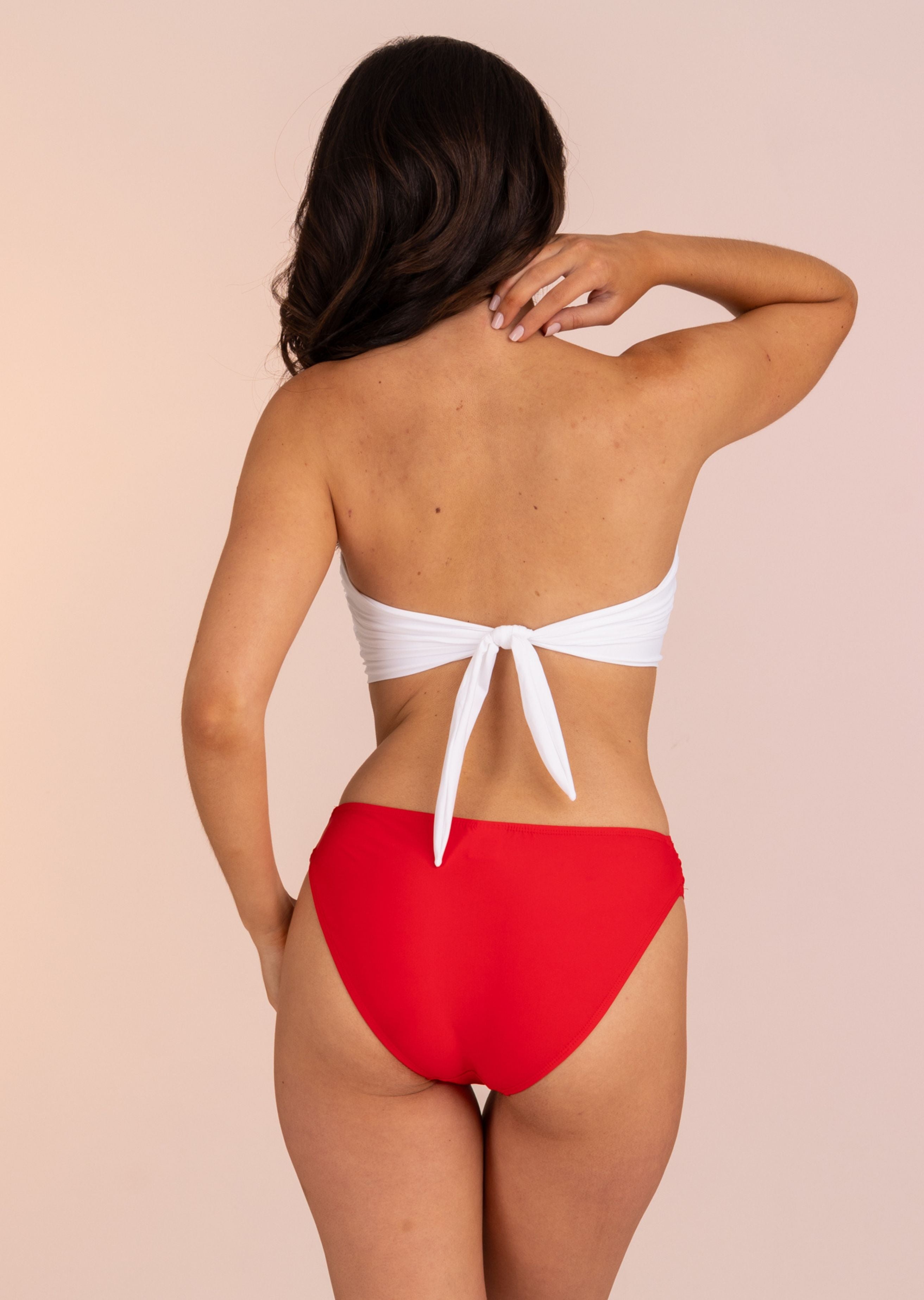 White Twist Front Bandeau Top with Back Ties (Style 136)