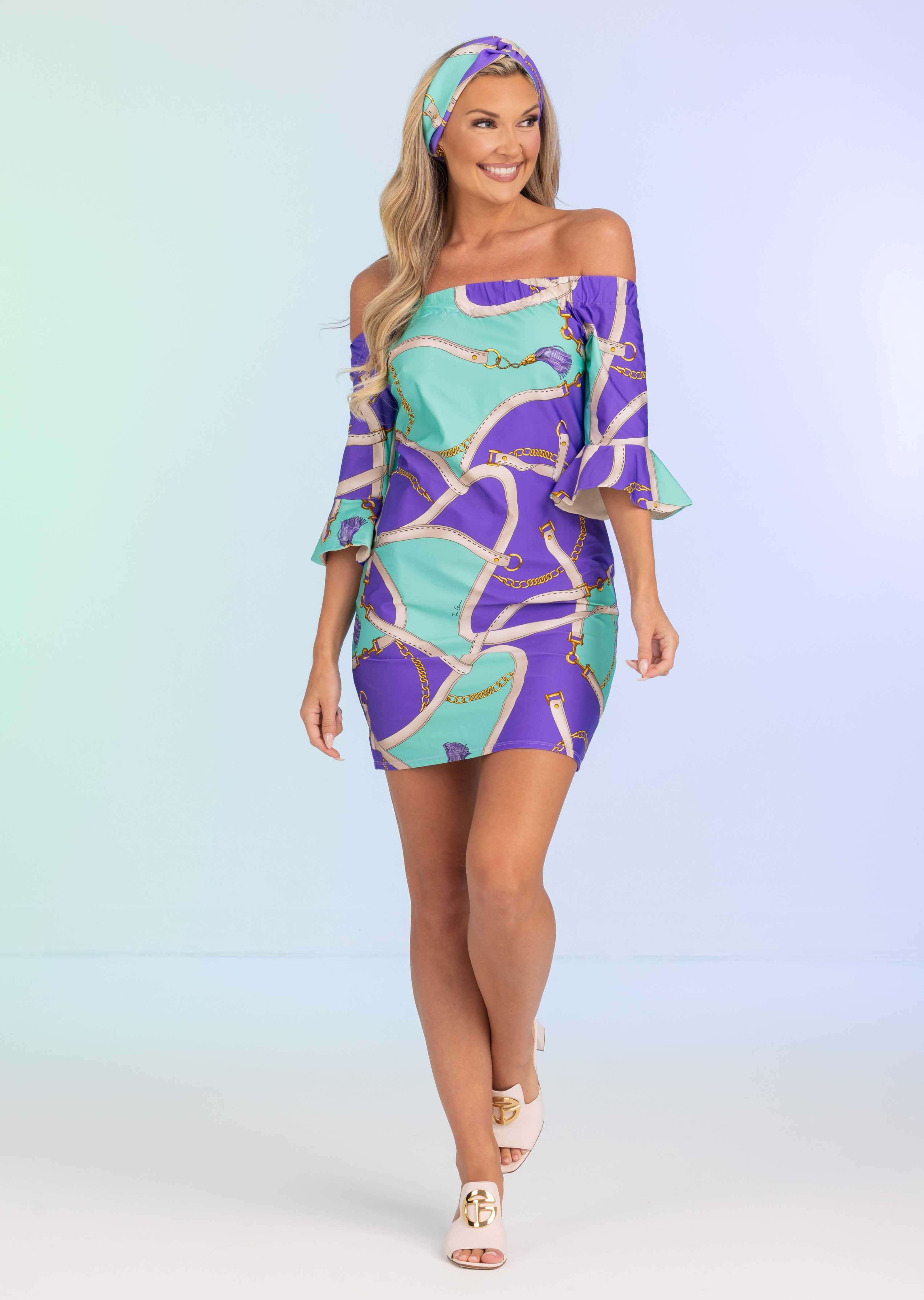 Avignon Off Shoulder Dress with Bell Sleeve (AI-684)