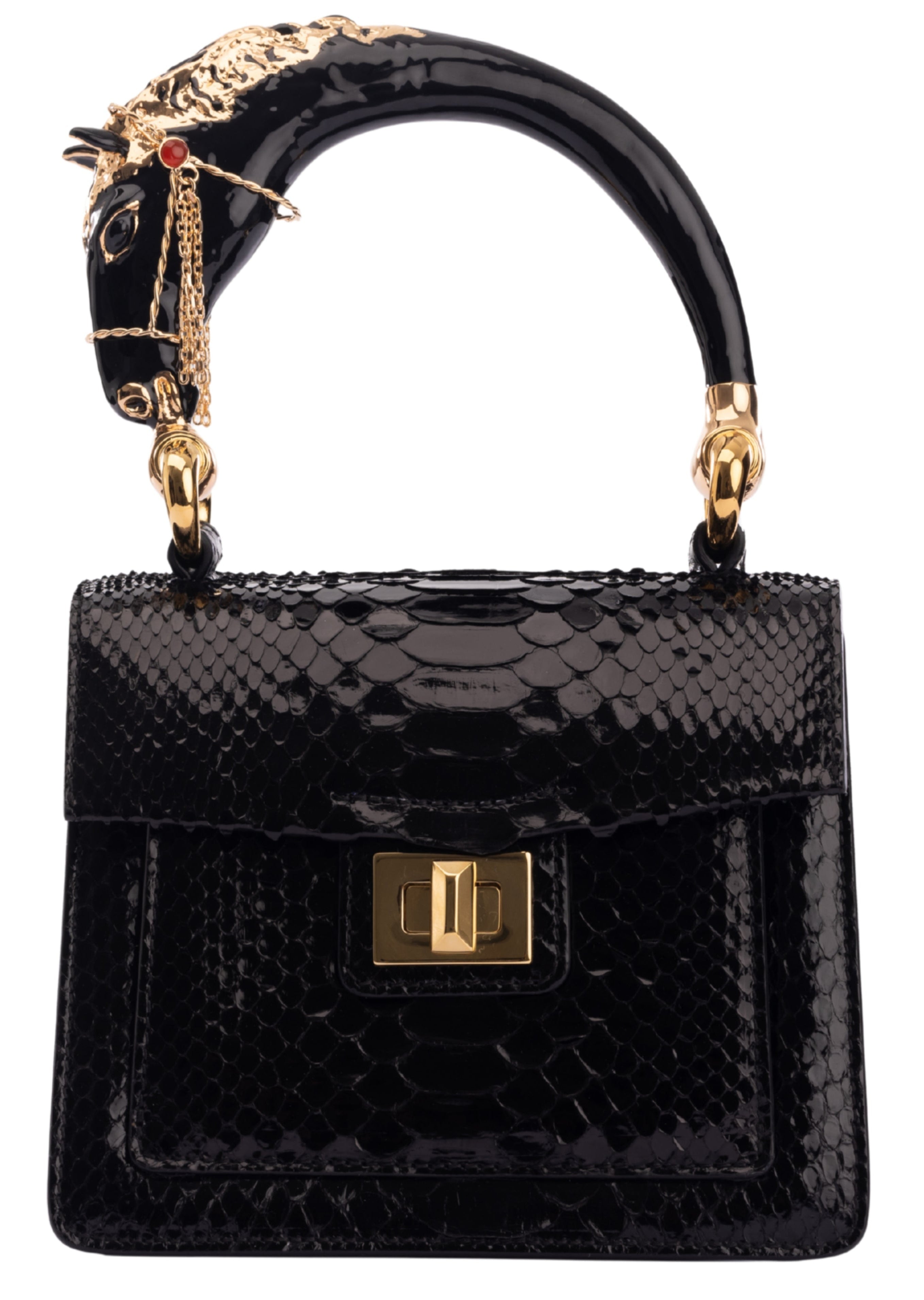 Black Otis Horse Top Handle Handbag (8199)