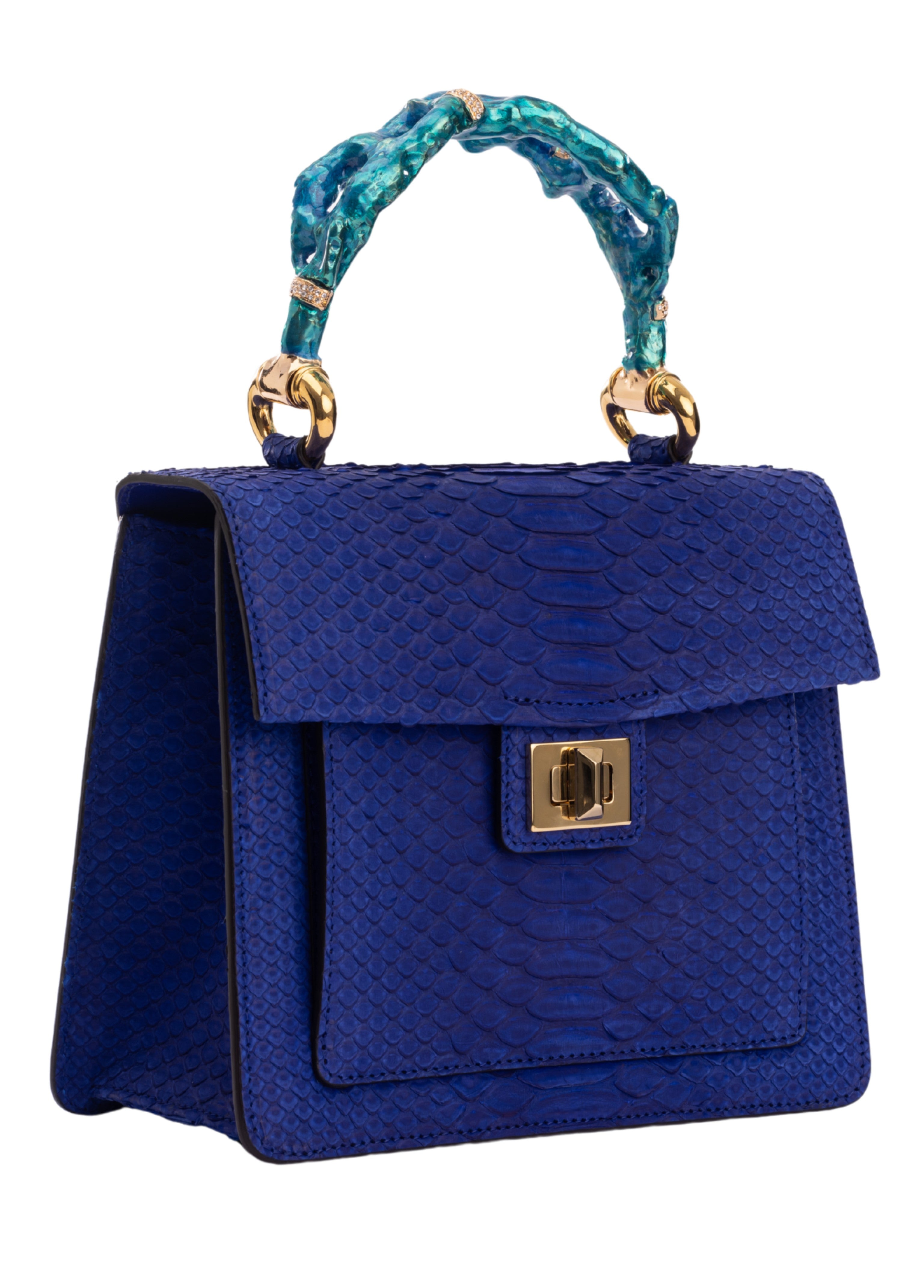 Blue Delphine Top Handle Handbag (8197)