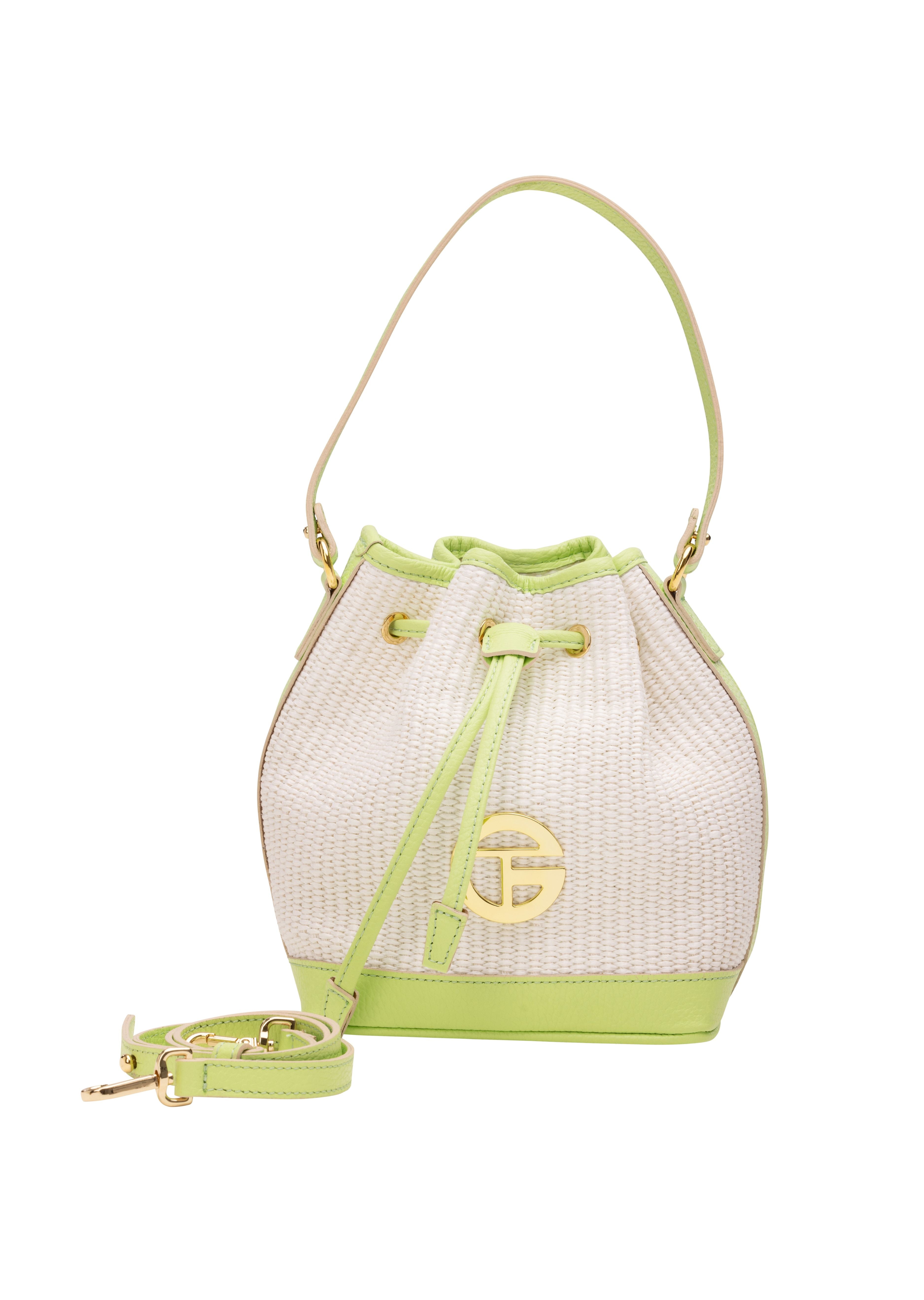 The Bora Raffia Mini Bucket Bag - Lime (8304)