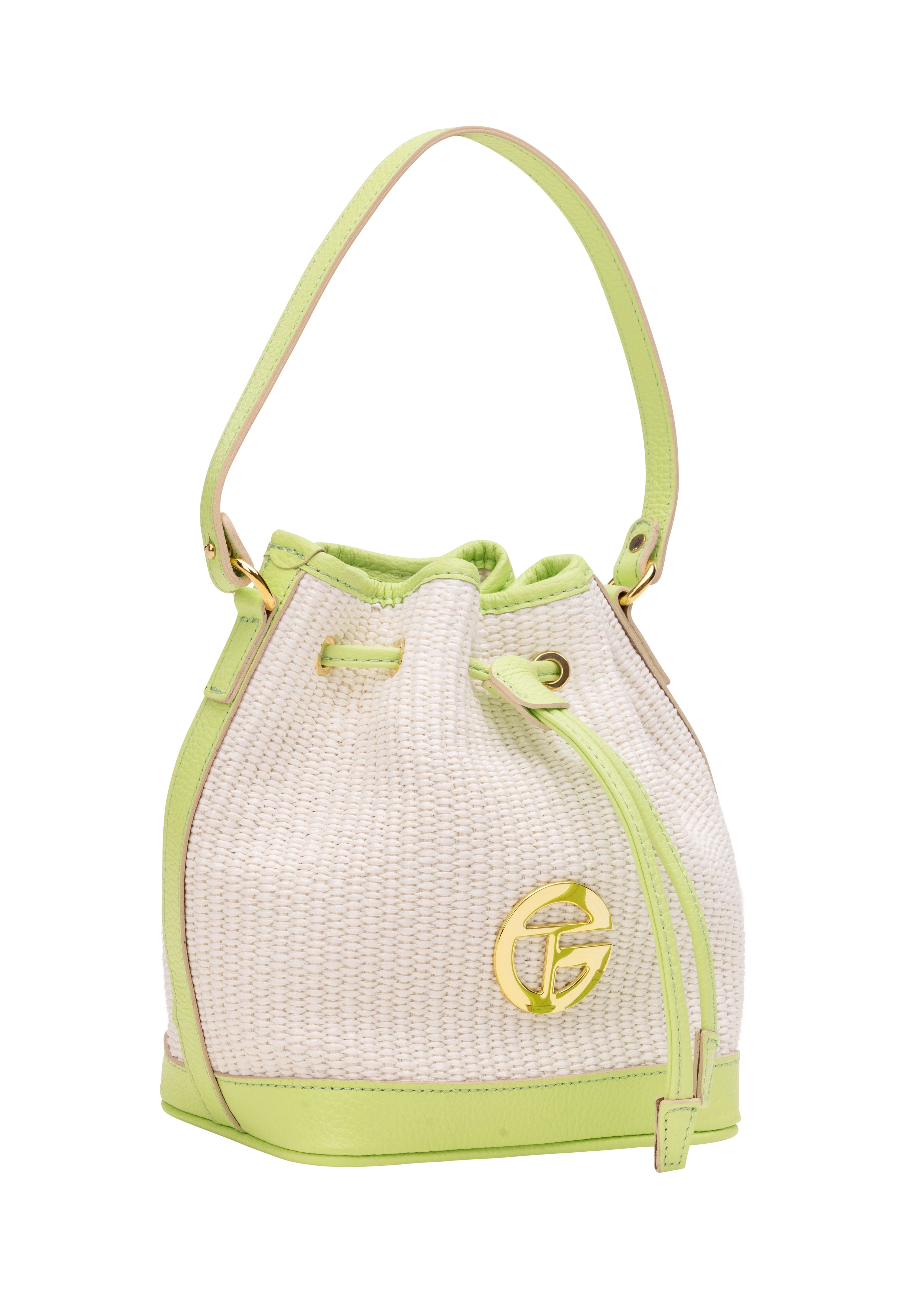 The Bora Raffia Mini Bucket Bag - Lime (8304)