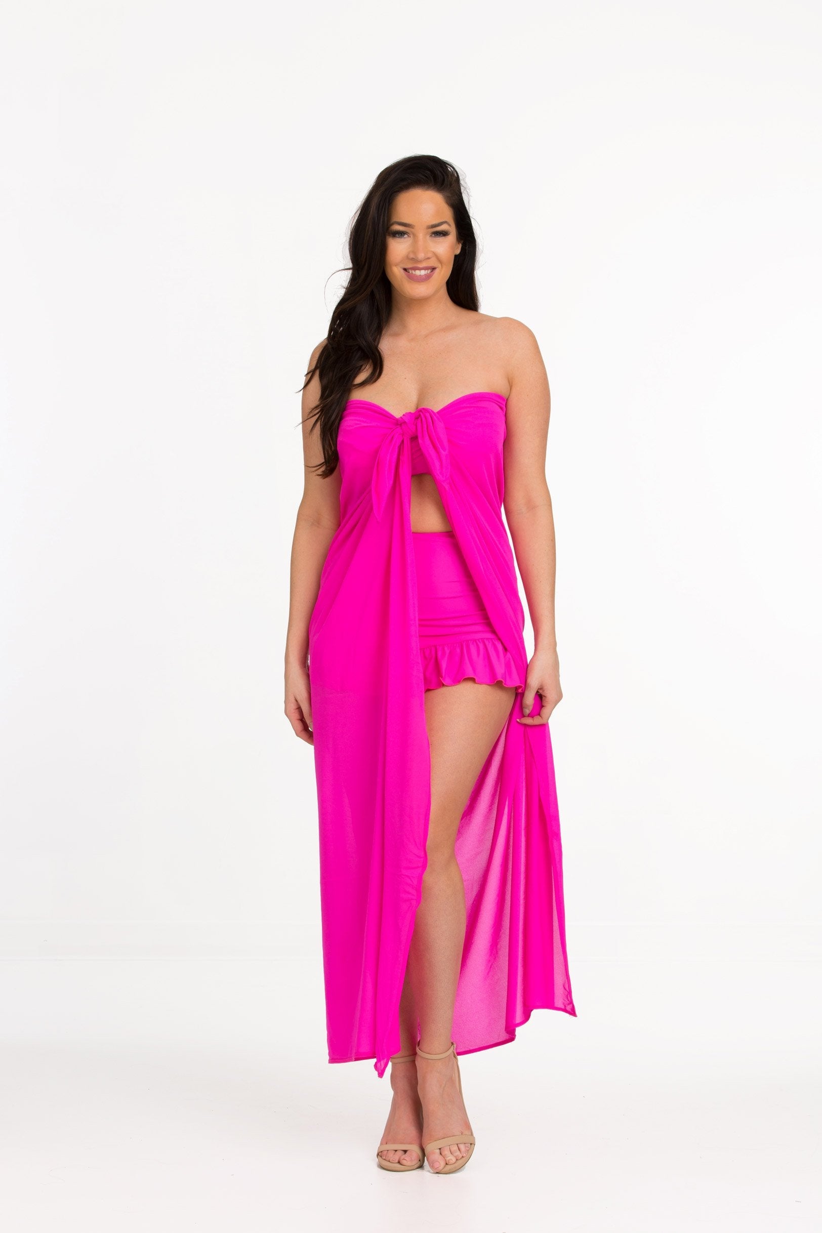 Candy Pink Full Panel Pareo Cover Up (406)
