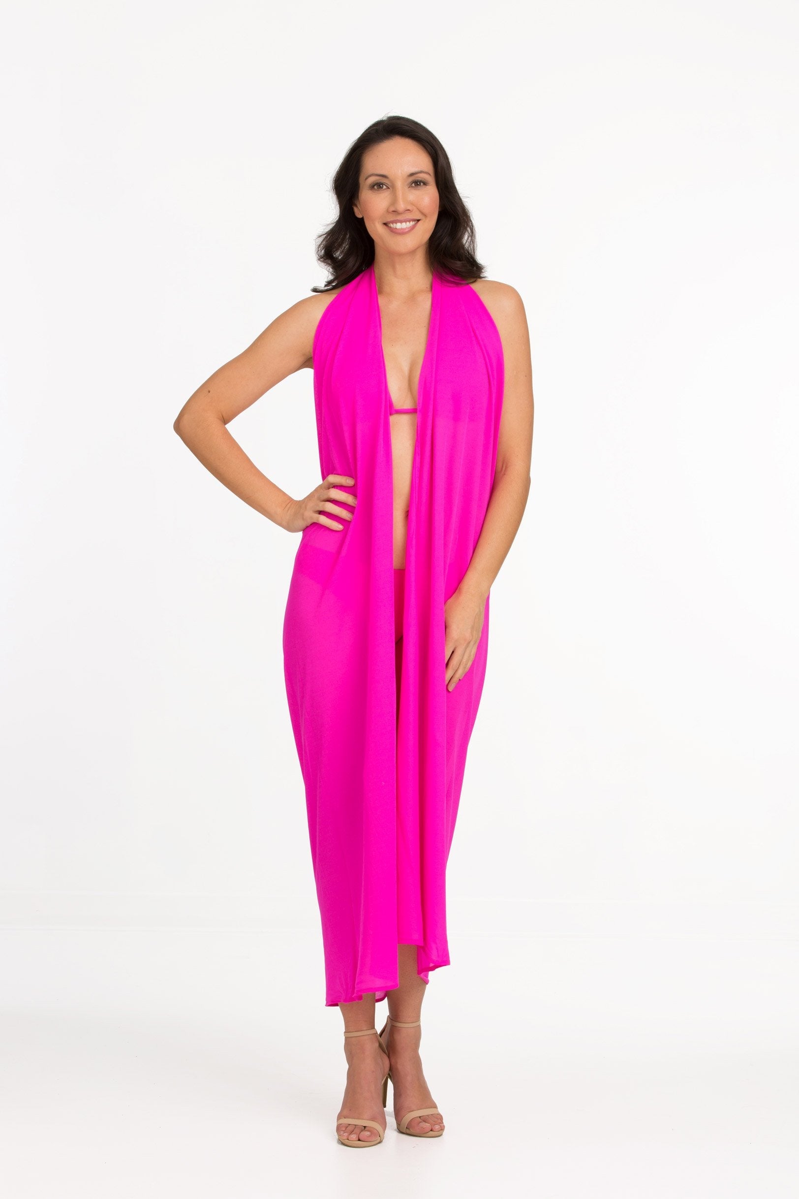 Candy Pink Full Panel Pareo Cover Up (406)