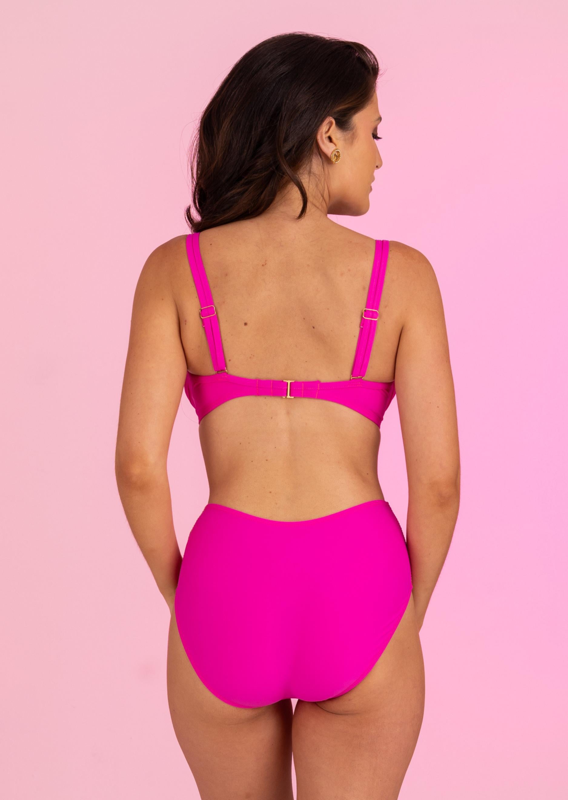 Candy Pink Underwire Bra Top with Overlay on Cup (Style 142)