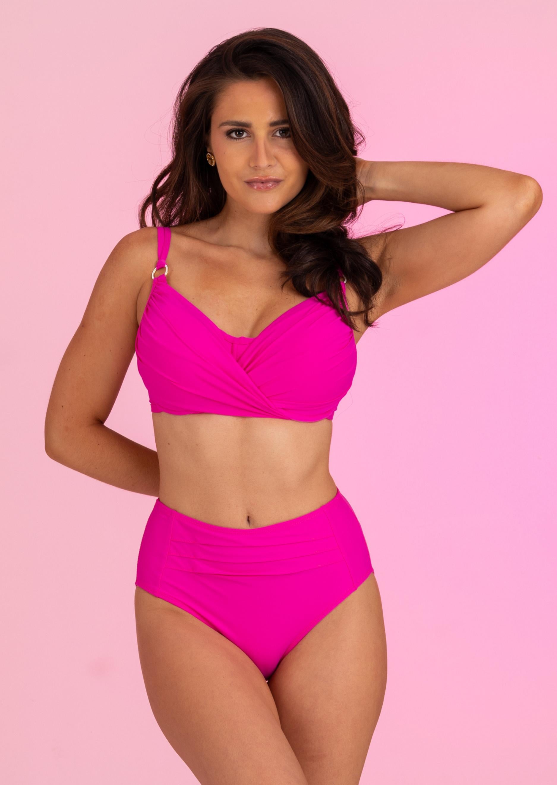 Candy Pink Pleated Mid-Rise Bottom (209)