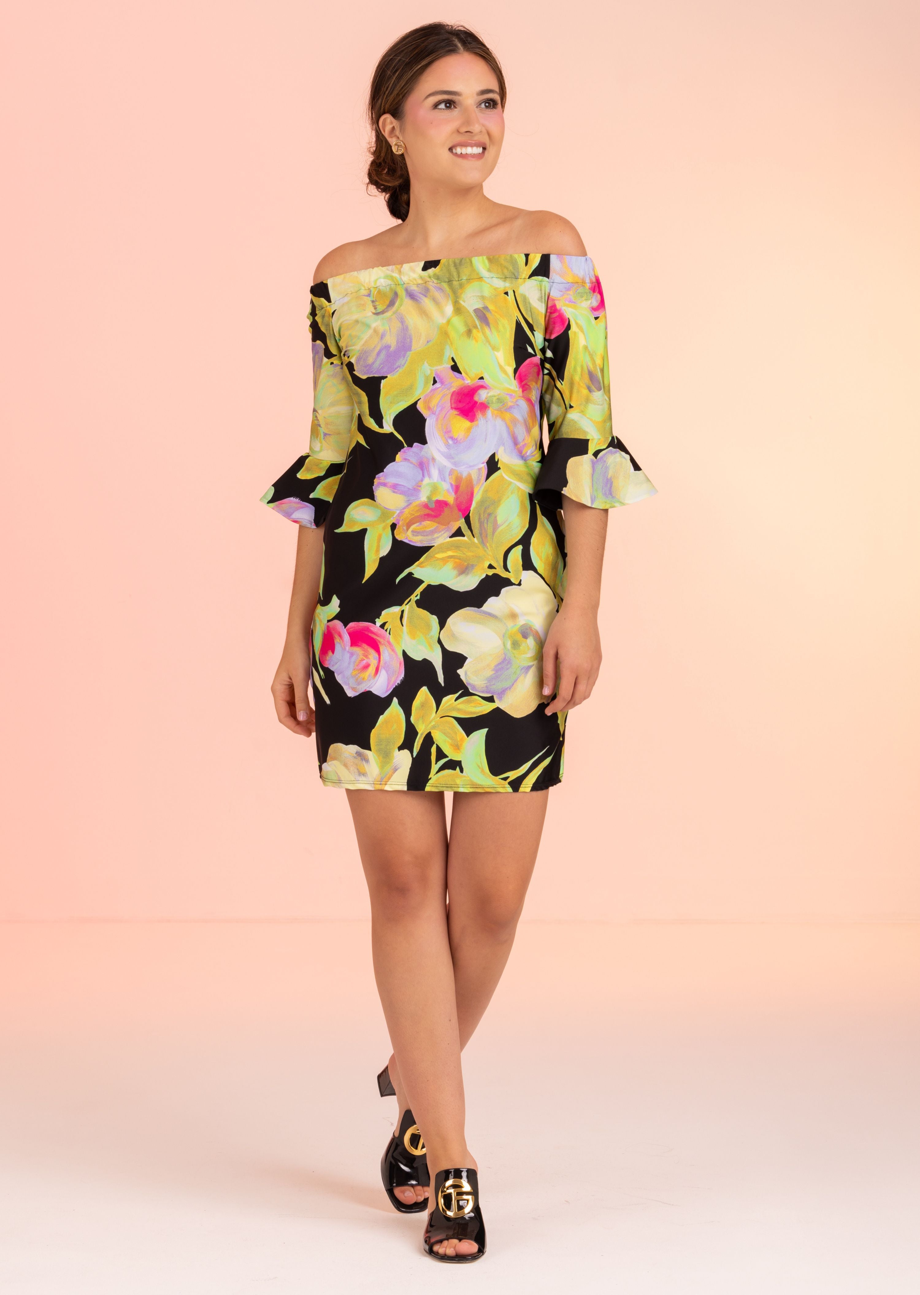 Cassis Off Shoulder Dress with Bell Sleeve (CS-684)